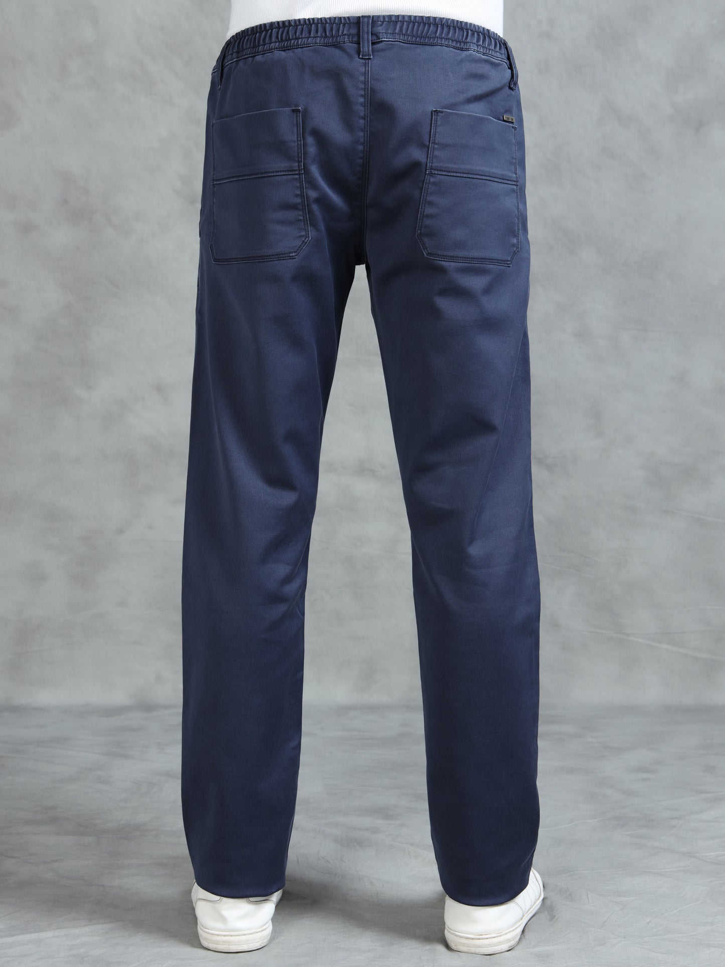 Navy Cotton Lycra Solid Pyjama