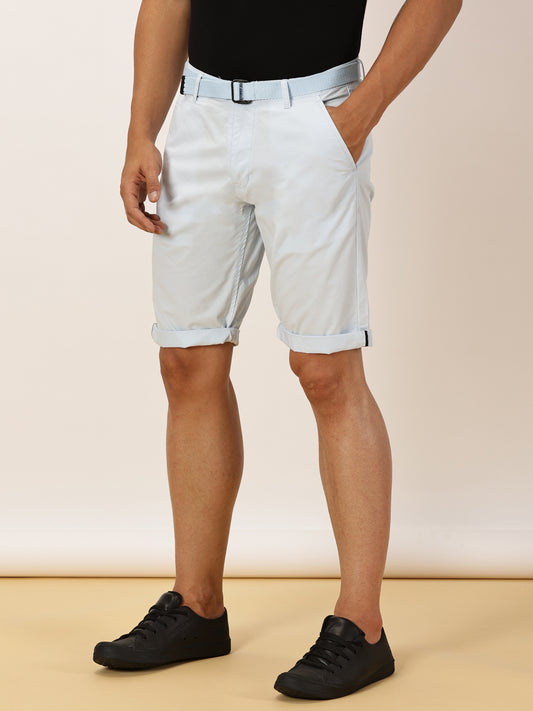 Sky Regular Fit Solid Shorts With Belt