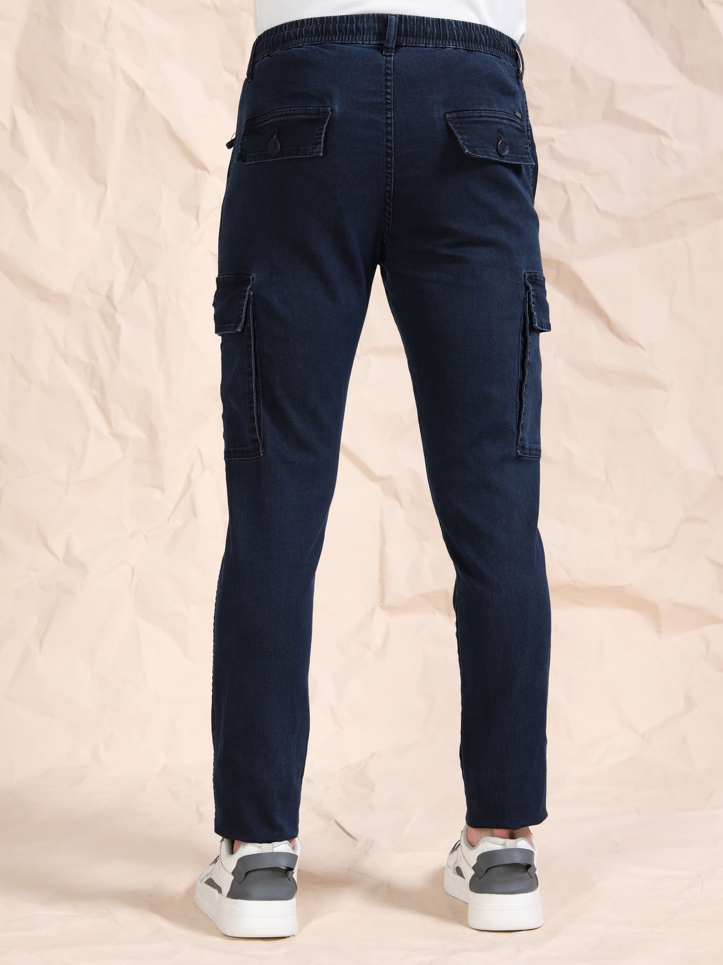 Dark Blue  Solid Cotton Pyjama