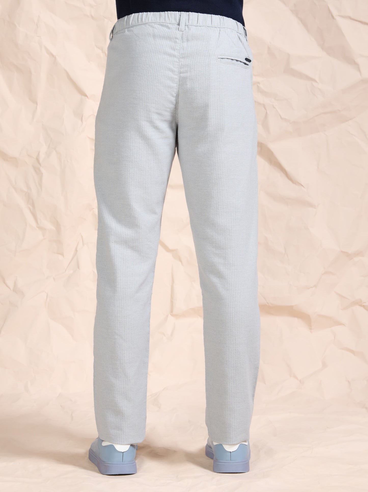 DK Grey Cotton Striped Mid Rise Pyjama