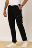 Elasticated Waist Multi Pocket Stretchable Black Cargo