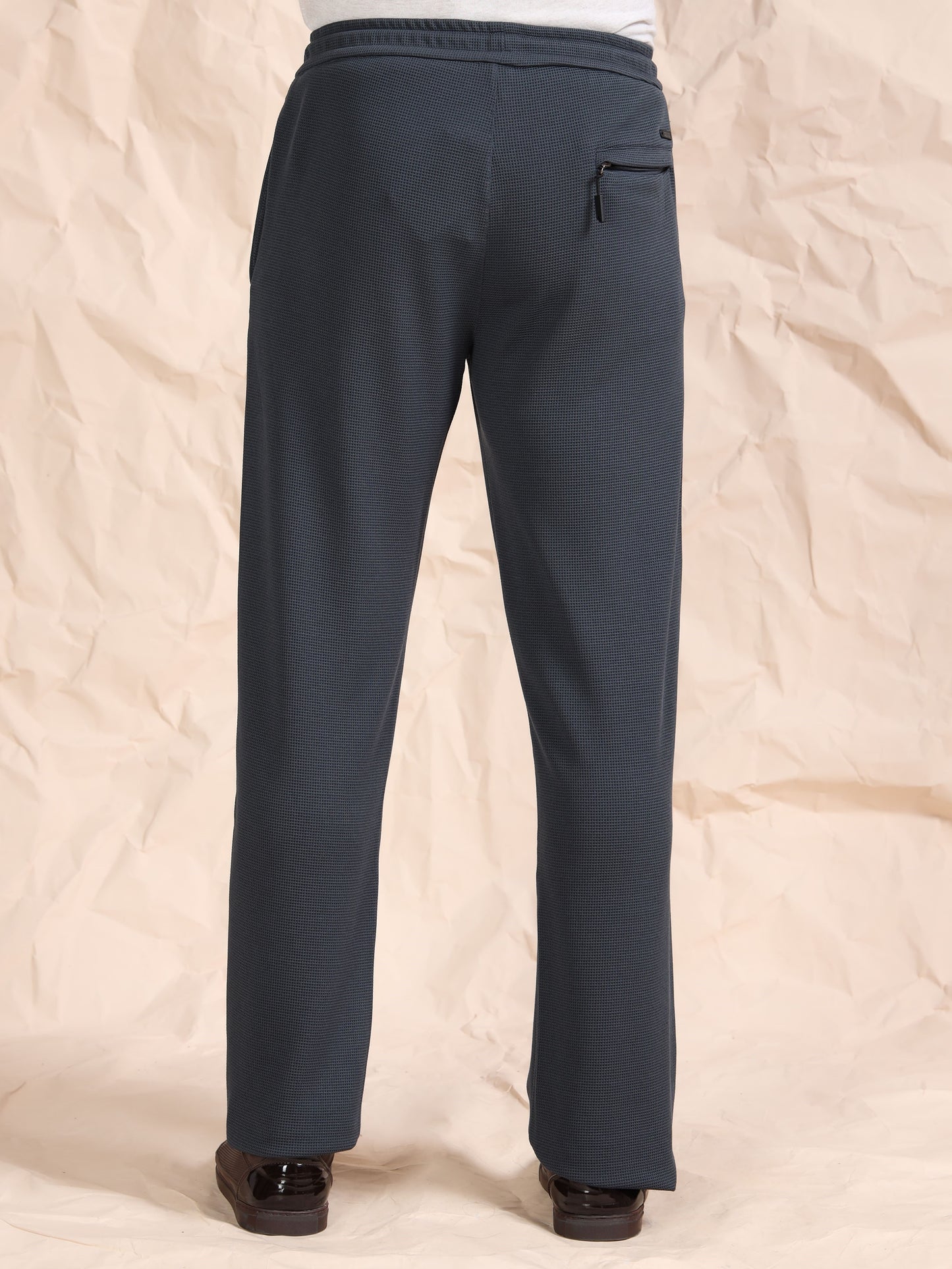 Grey Waffle Structured Track Pant
