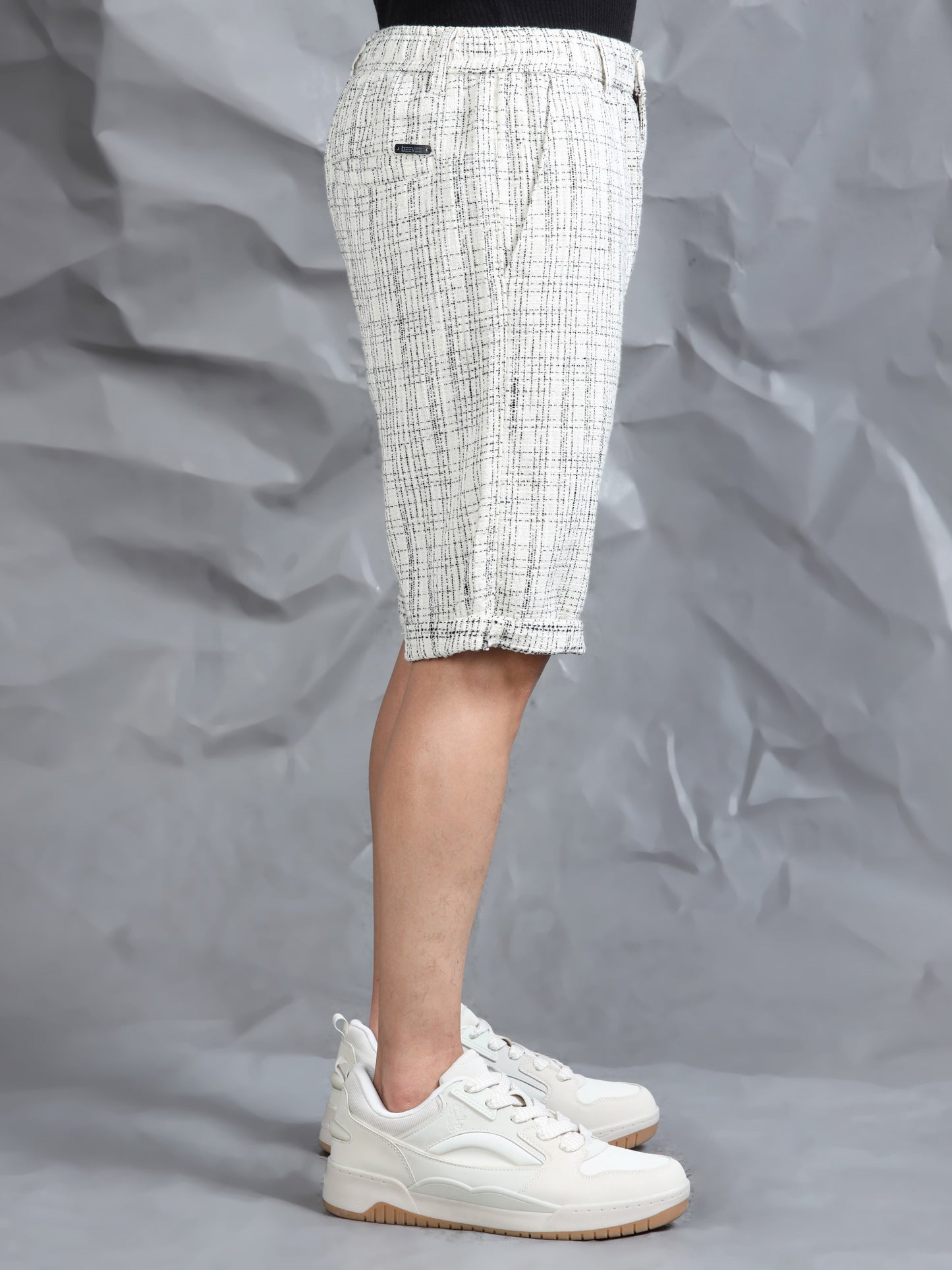 Cotton Lycra Casual Cream Printed Shorts