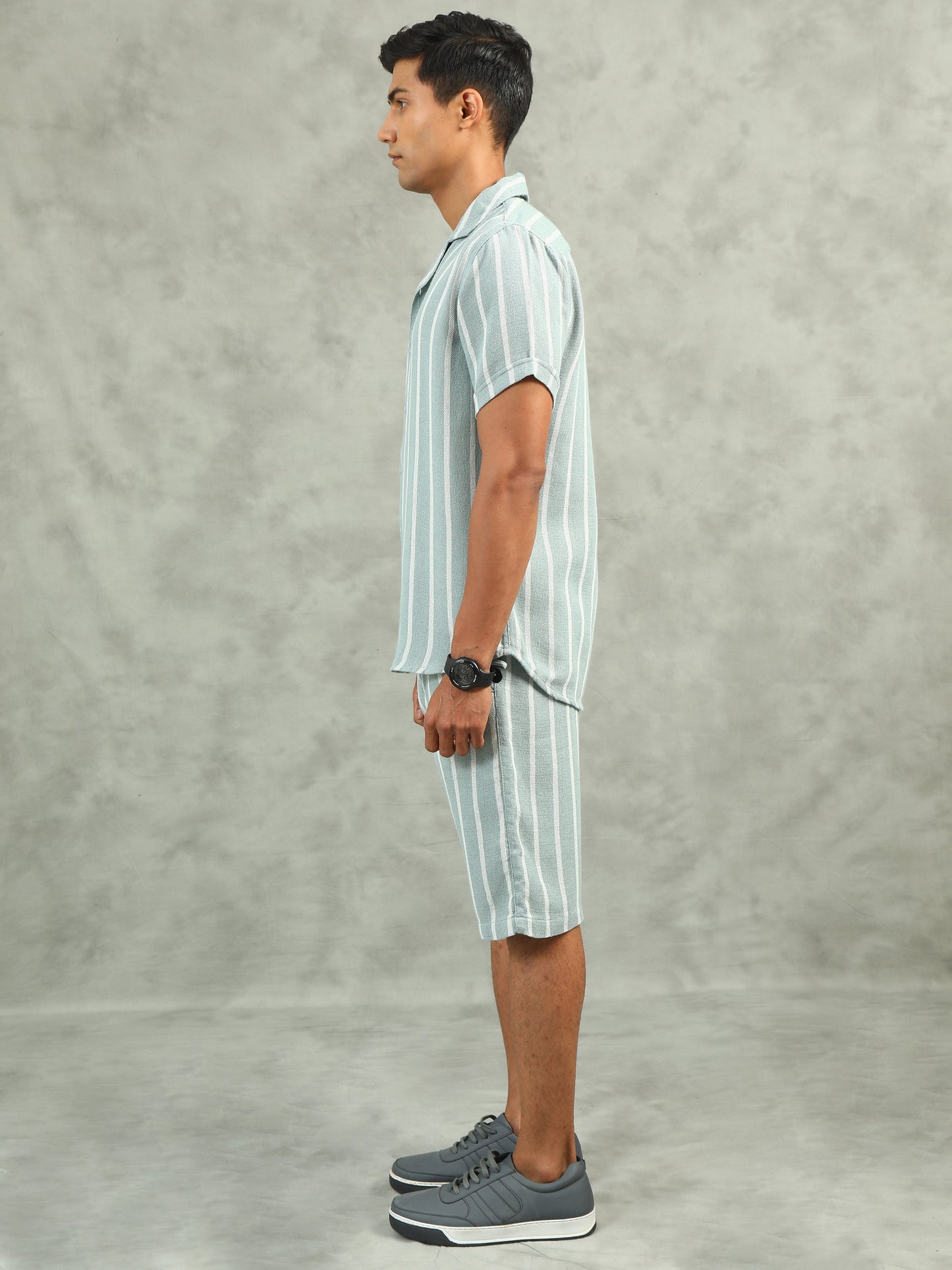 Green Regular Fit Striped Sets