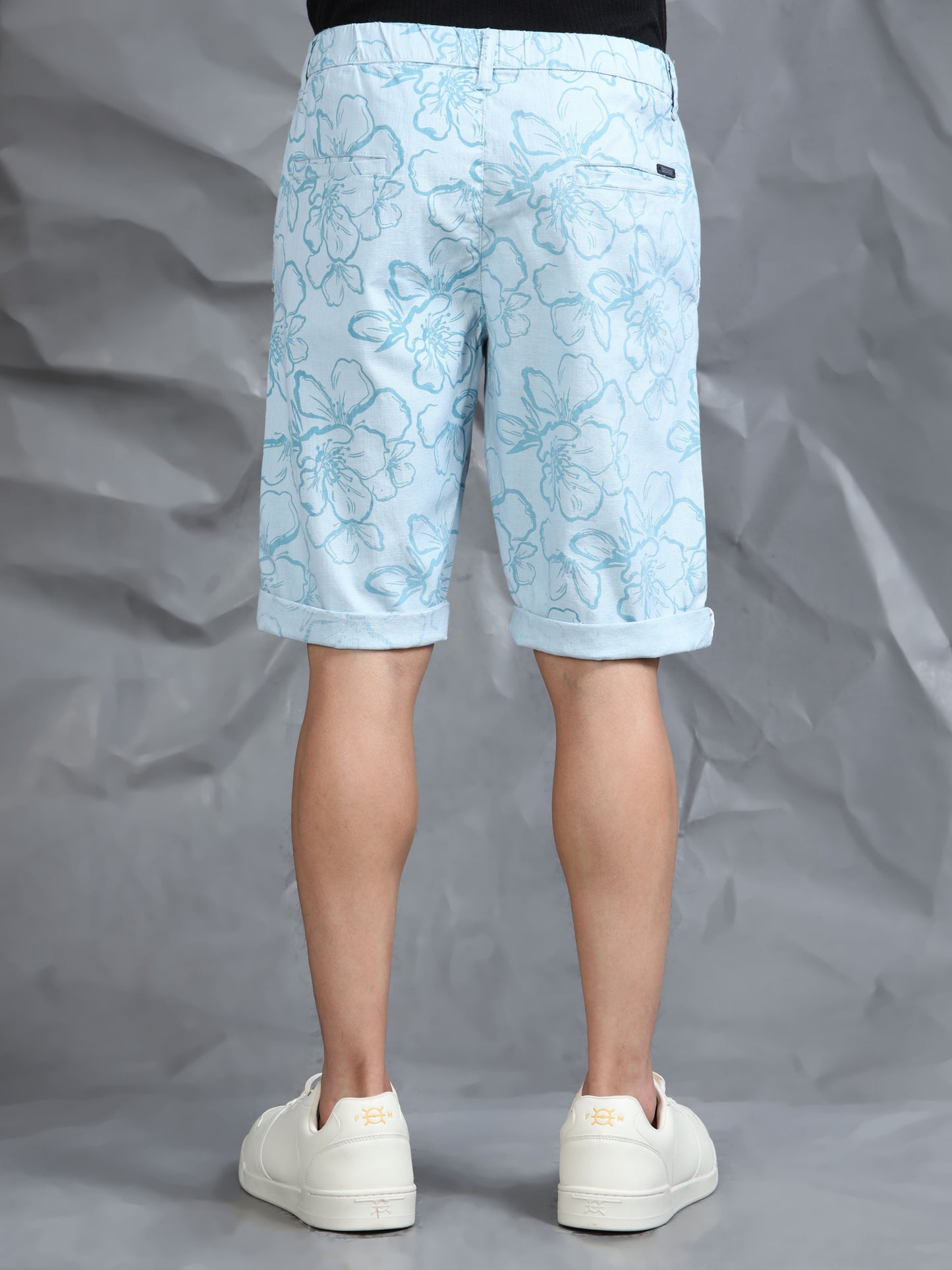 Cotton Lycra Casual Sky Printed Shorts