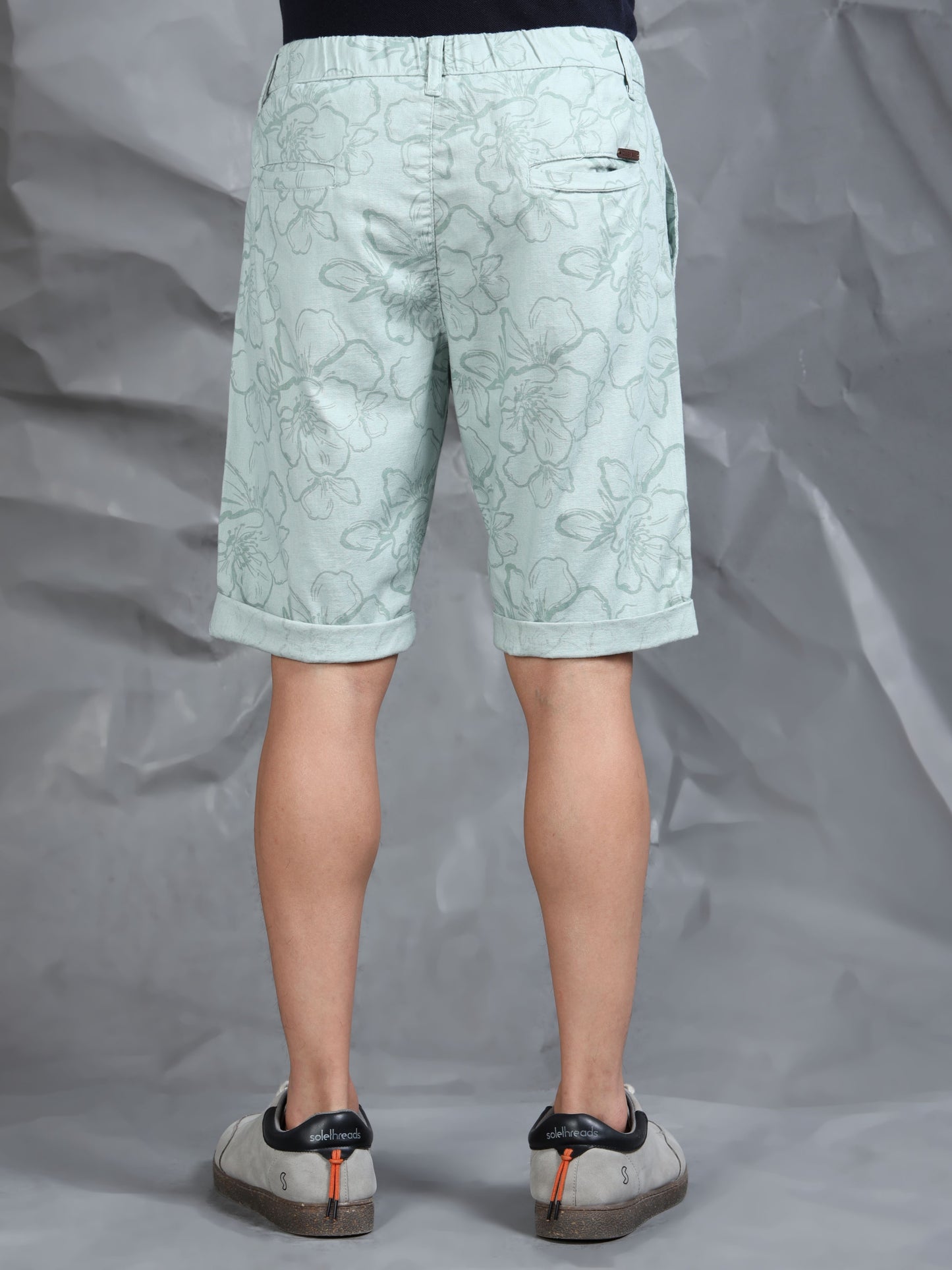 Cotton Lycra Casual Mint Printed Shorts