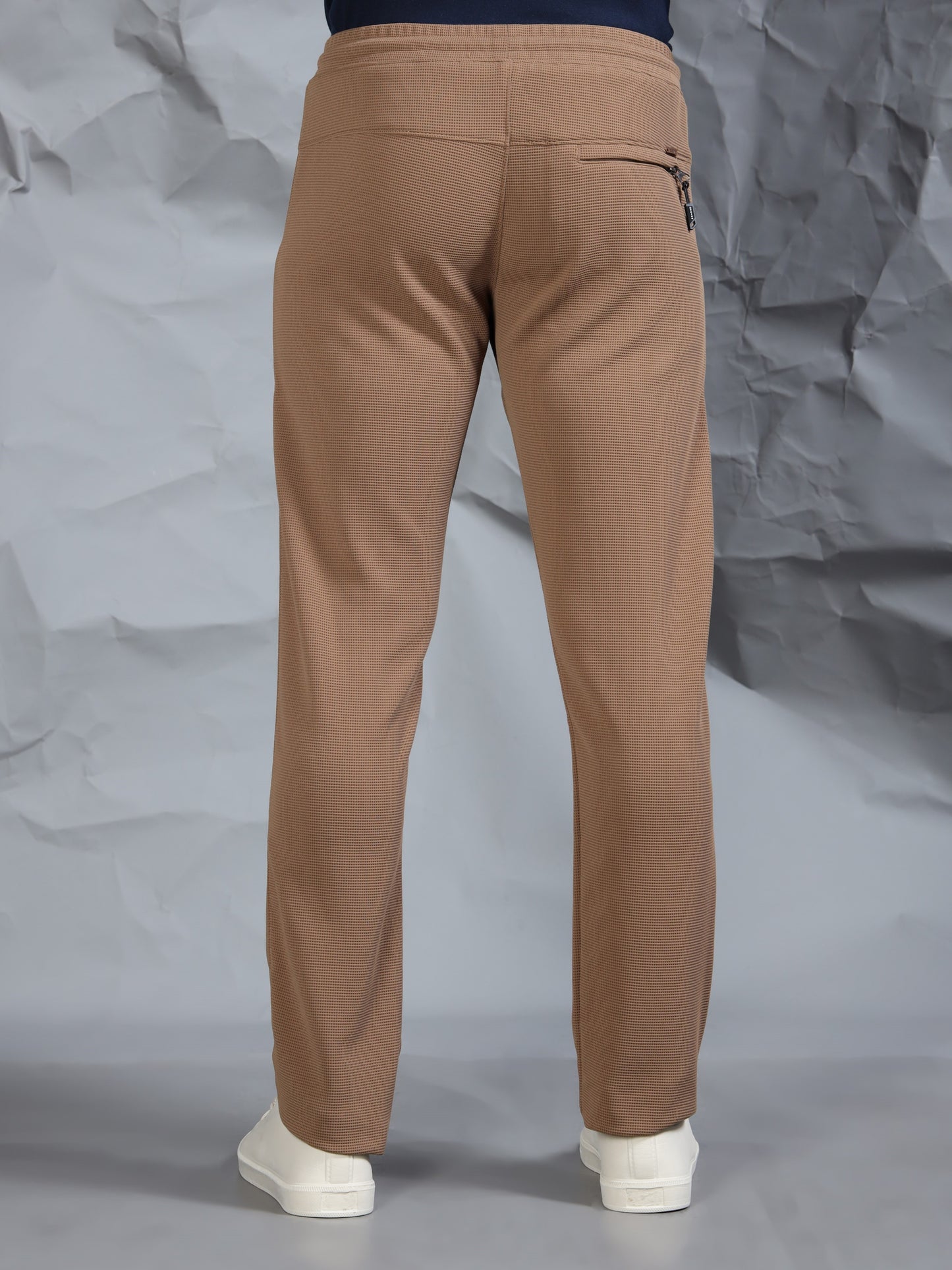 Waffle Structured Brown Track Pant