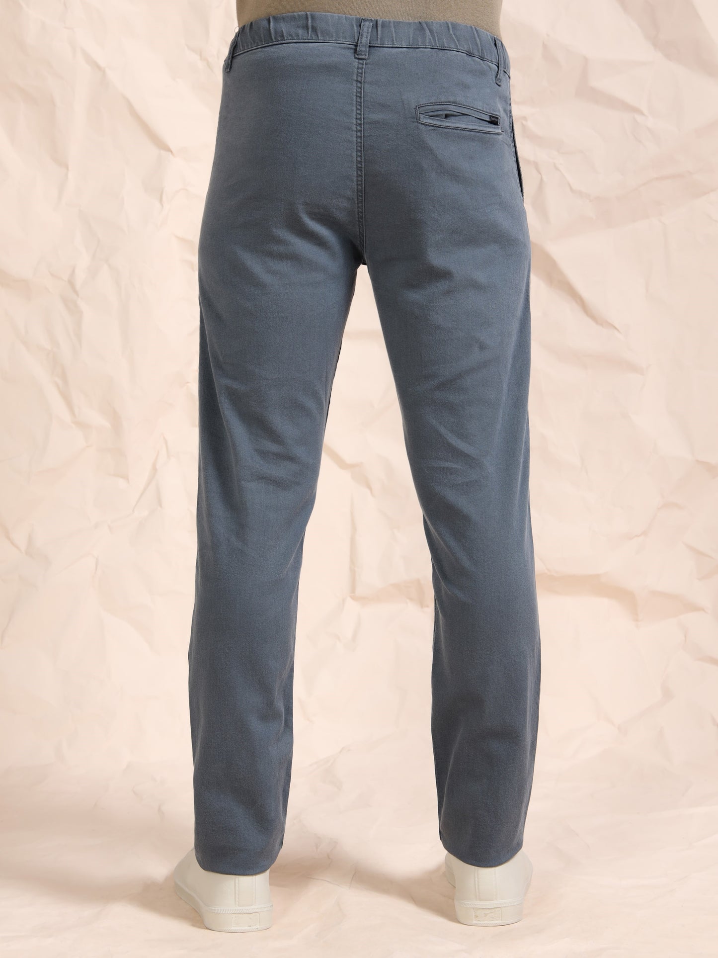 Grey Denim Cotton Blend Solid Mid Rise Pyjama