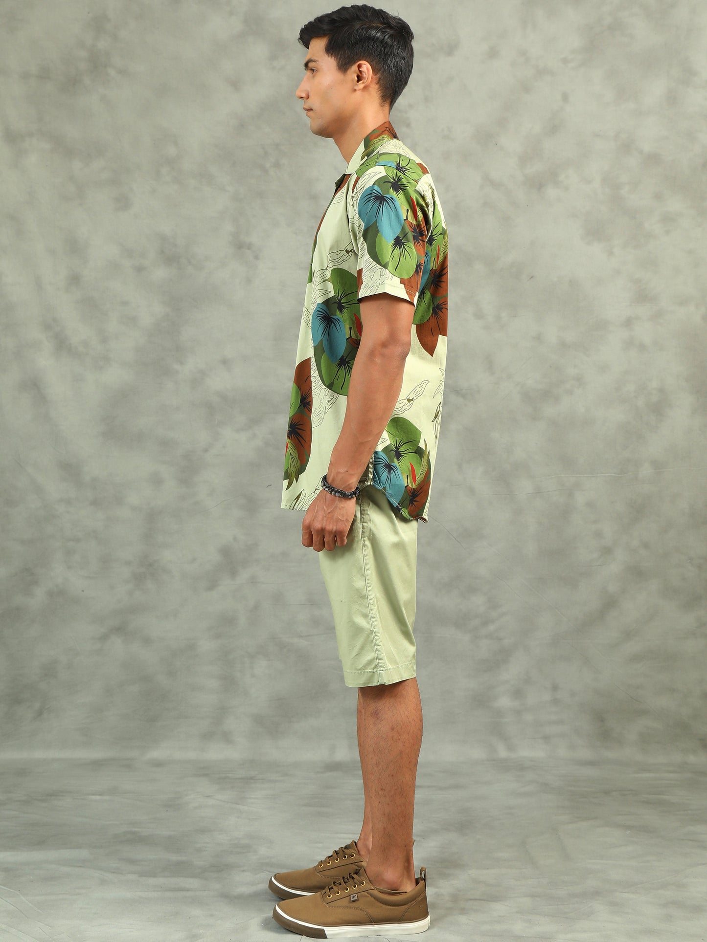 Light Pista Regular Fit Leaf Print Co-ord Sets