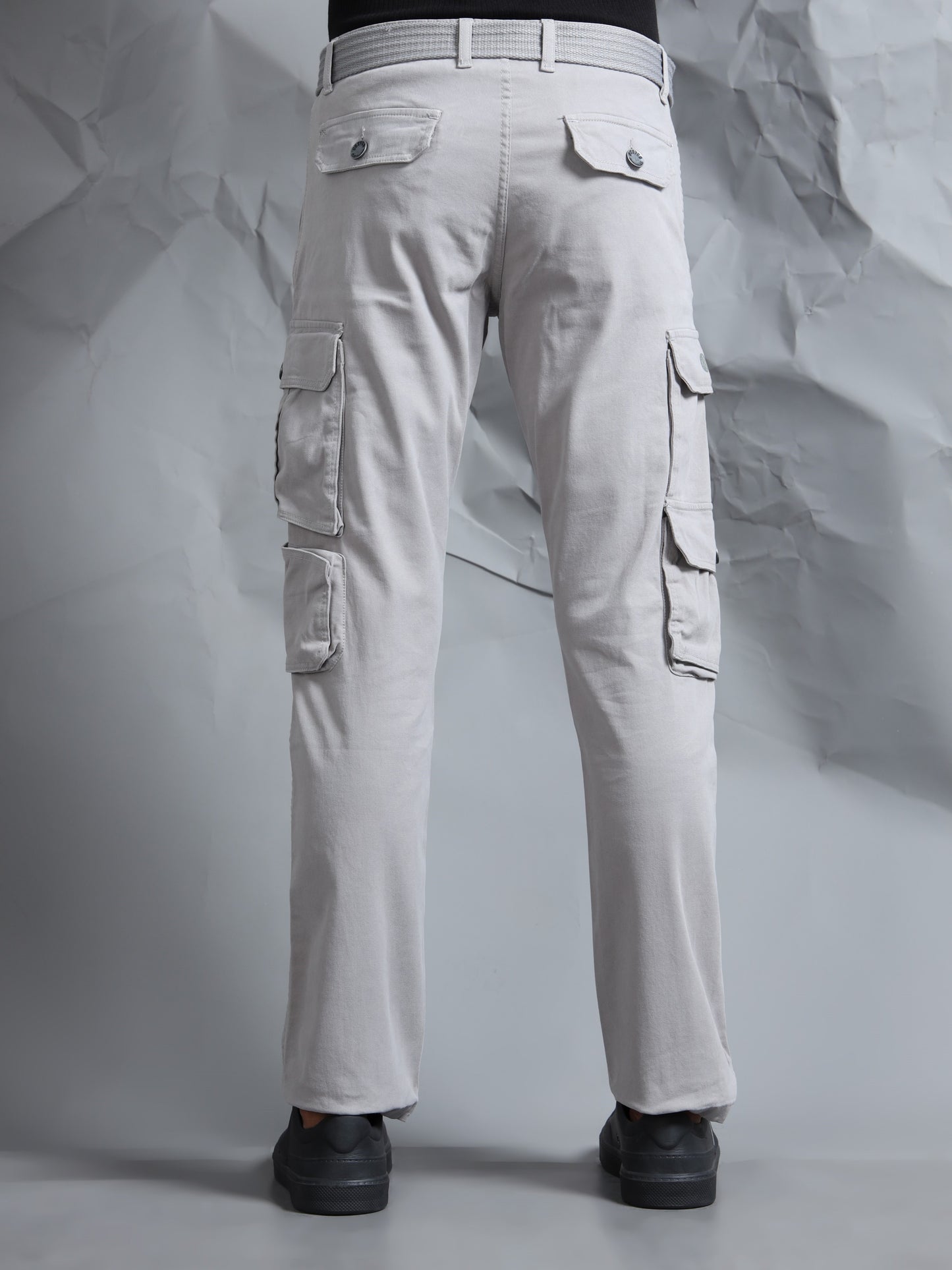 Cotton Lycra Light Grey  Cargo Pant with 8 Pockets