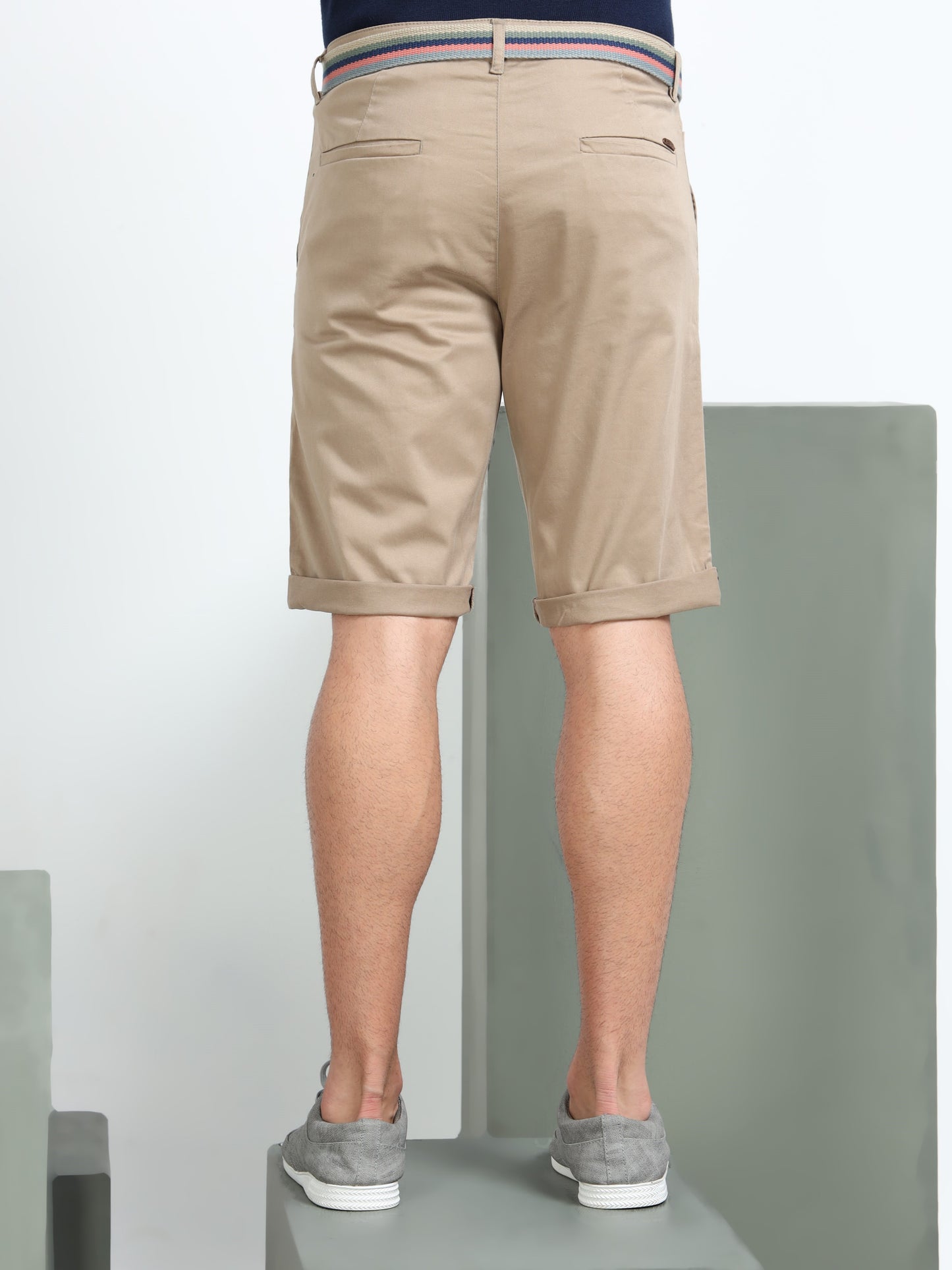Solid Mid Rise Mud Casual Shorts