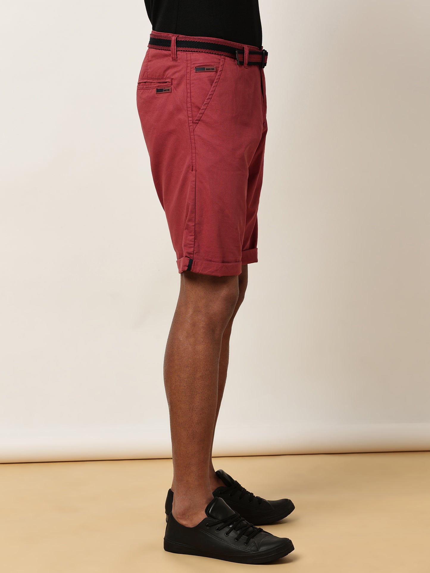 Plain Rust Shorts With Belt