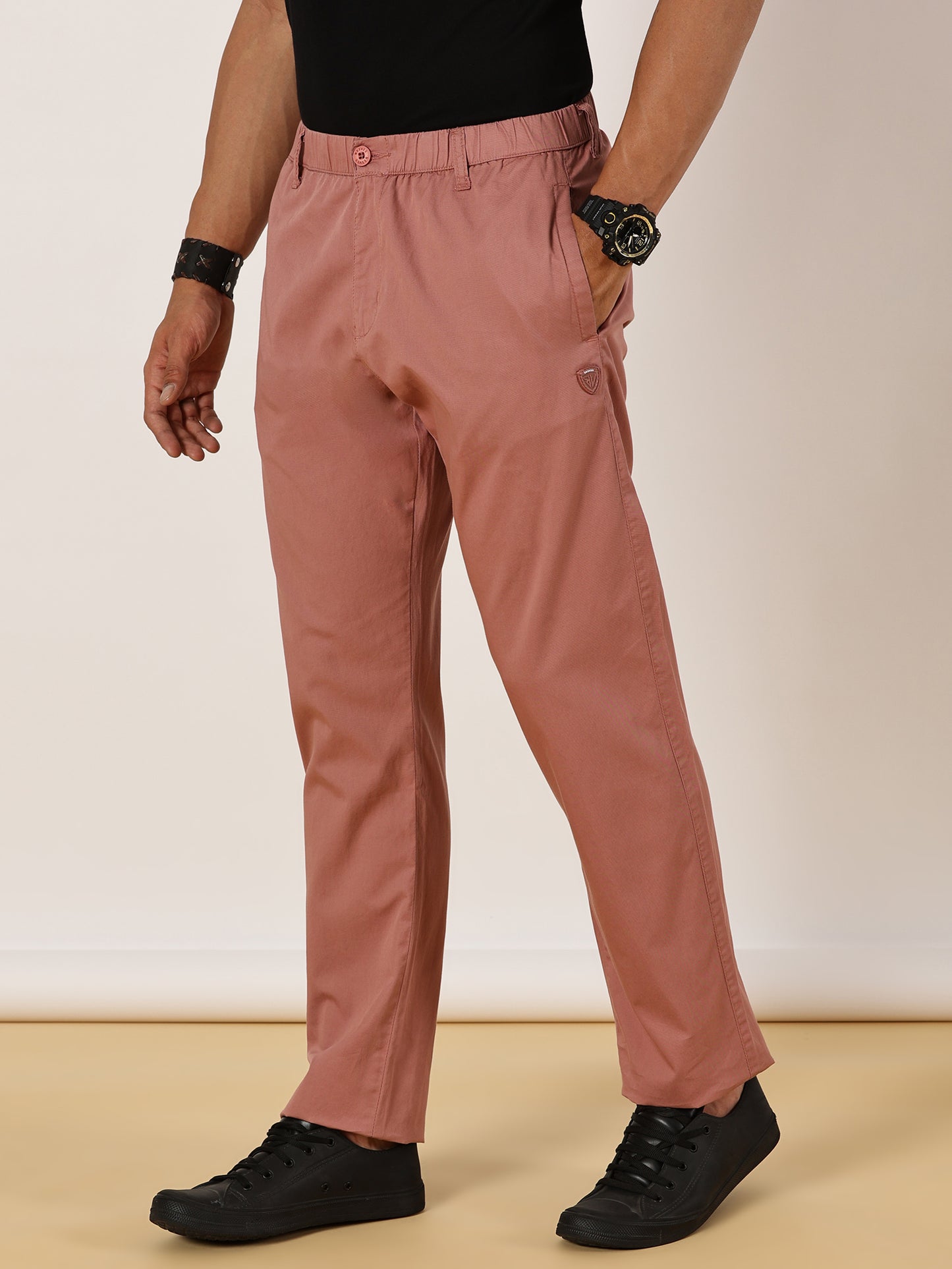 Light Weight Elasticated Waist Zip Pocket Rust Lounge Pants