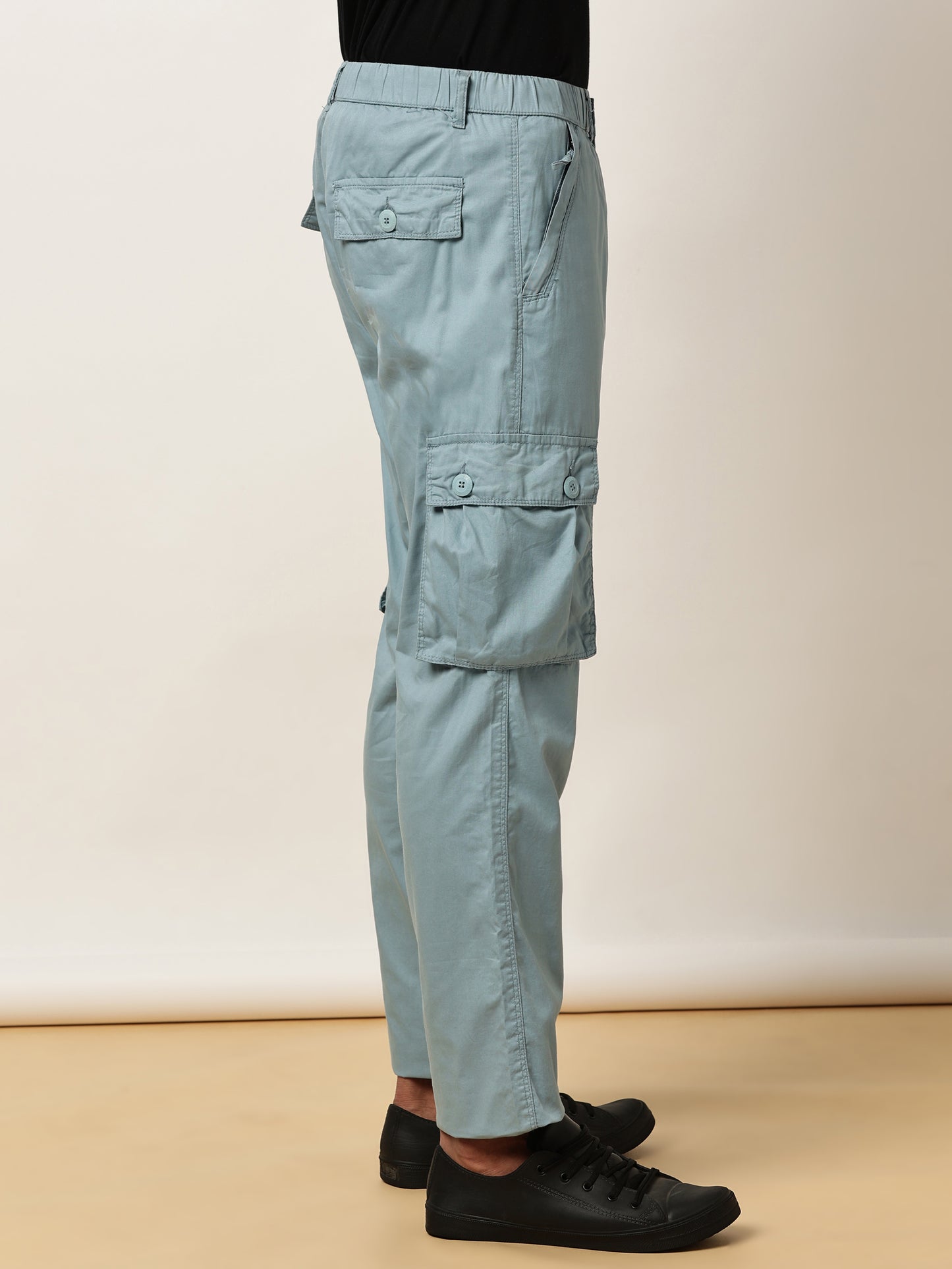 Elasticated Waist Multi Pocket Cargo Sky Lounge Pants