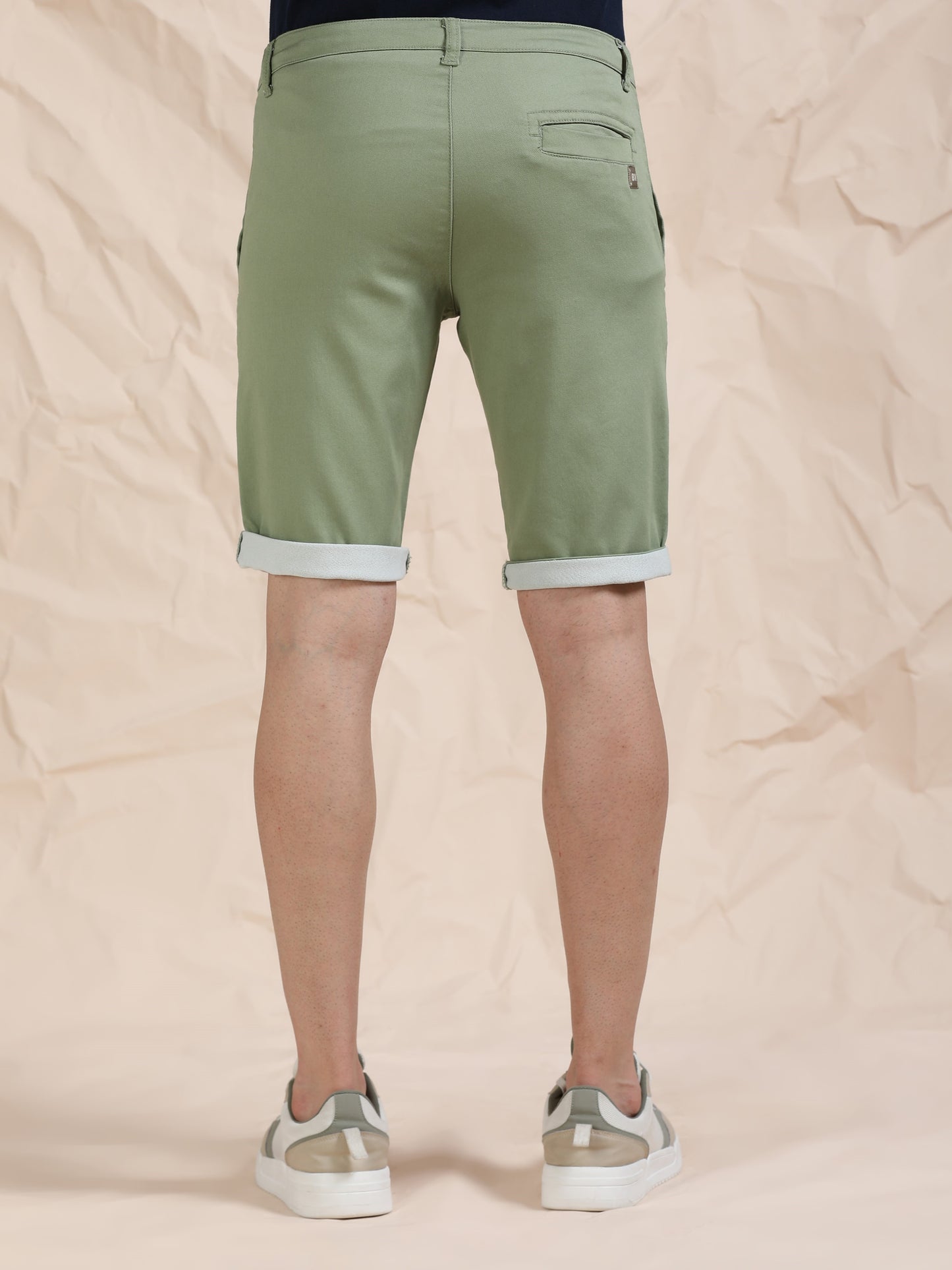Cotton Lycra Light Olive Shorts