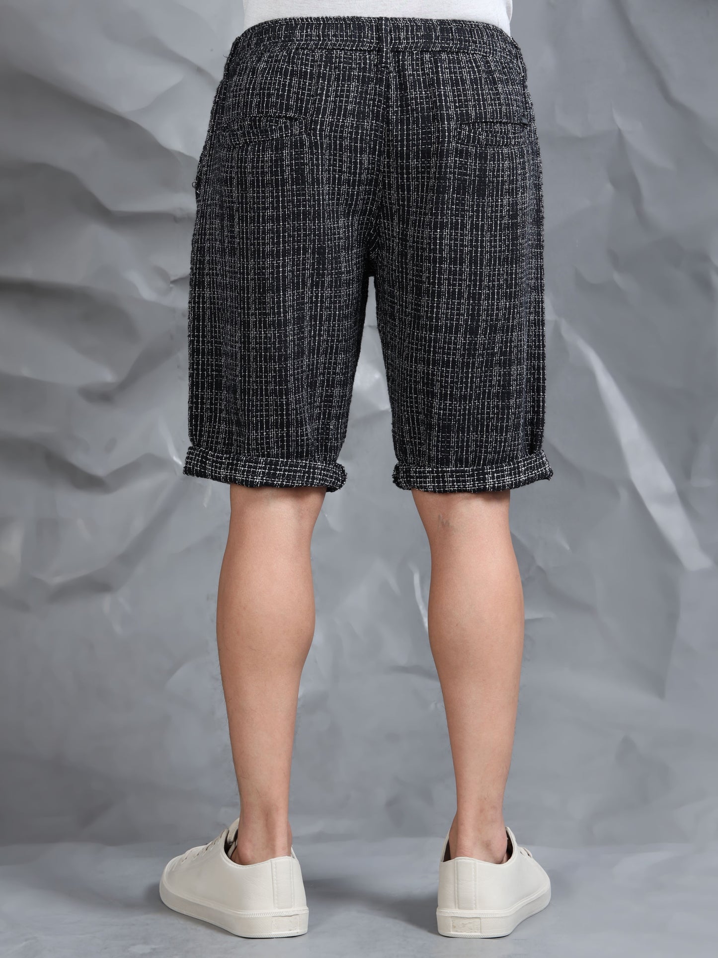 Cotton Lycra Casual Black Printed Shorts