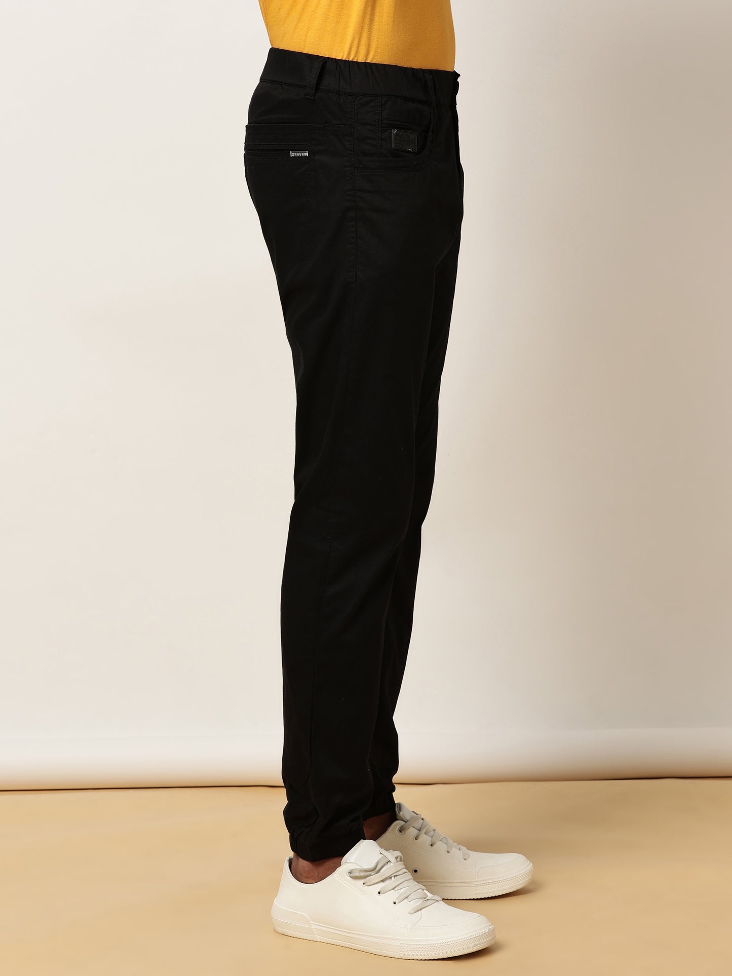 Black Elasticated Waist Stretchable Jogger Lounge Pants