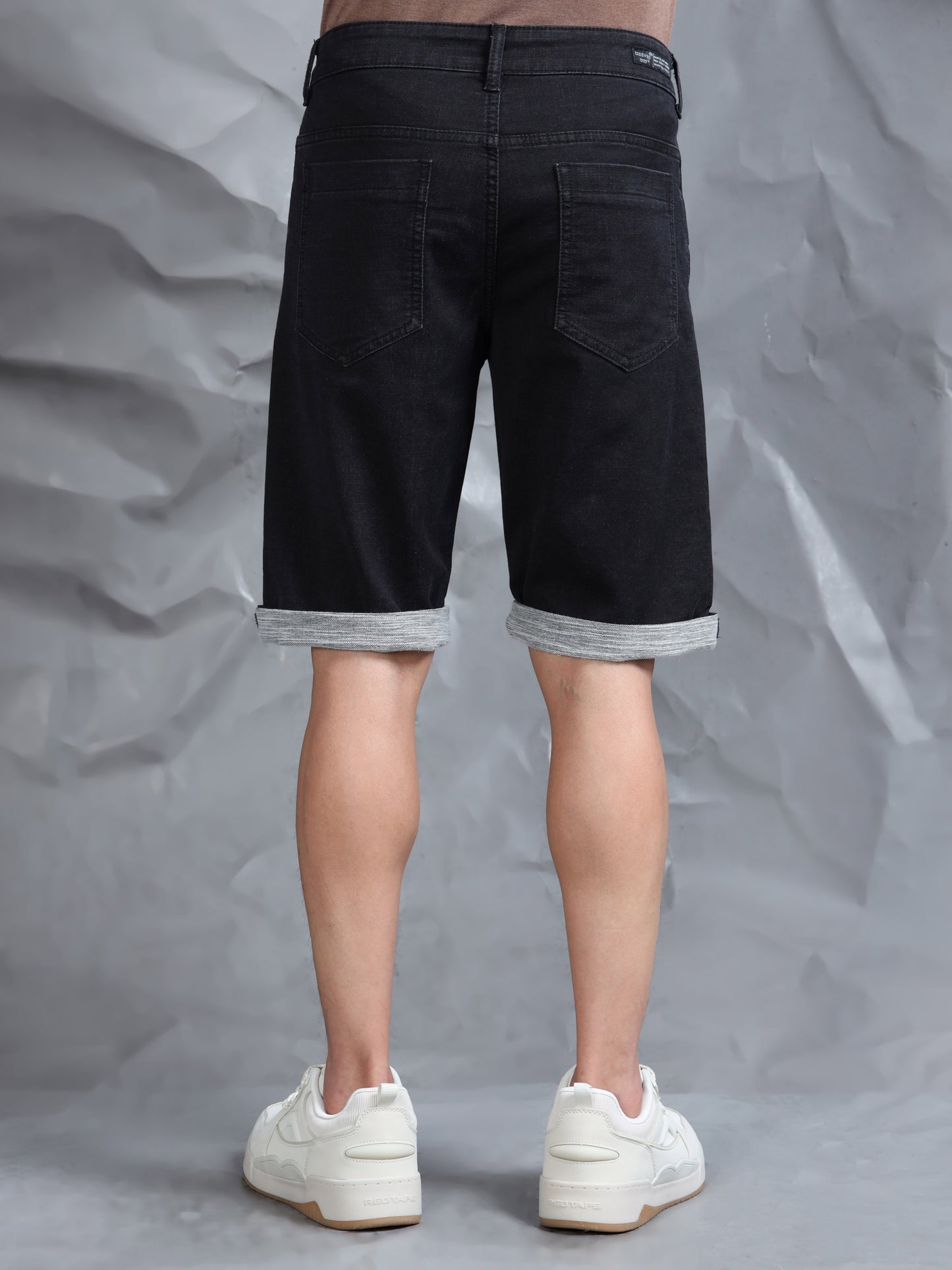 Cotton Black Text Printed Casual Shorts