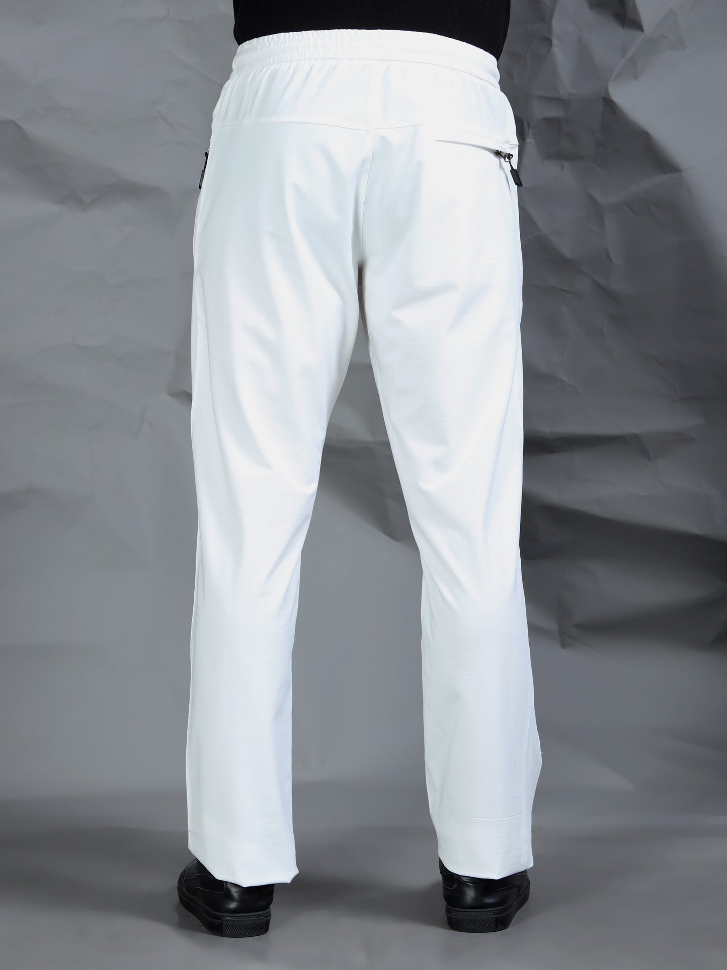 White Blend Knitted Stretchable Track Pant
