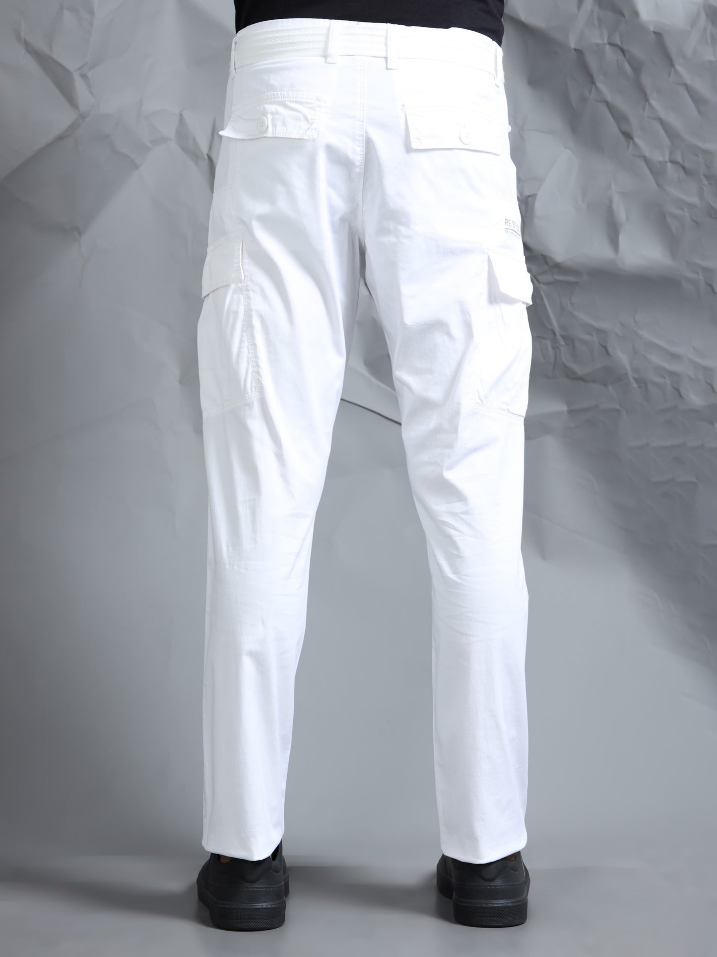 Cotton Lycra White  Cargo Pant with 6 Pockets