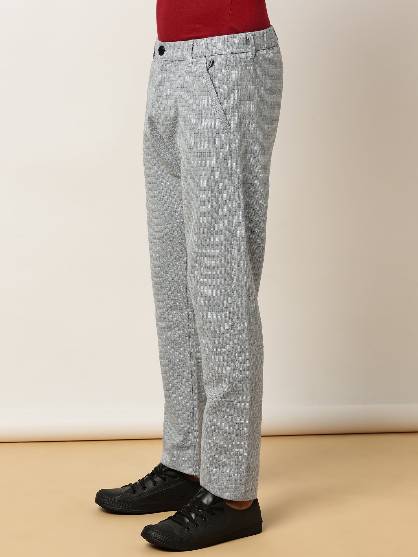 Yarn Dyed Elasticated  Waist Zip Pocket Blue Lounge Pants