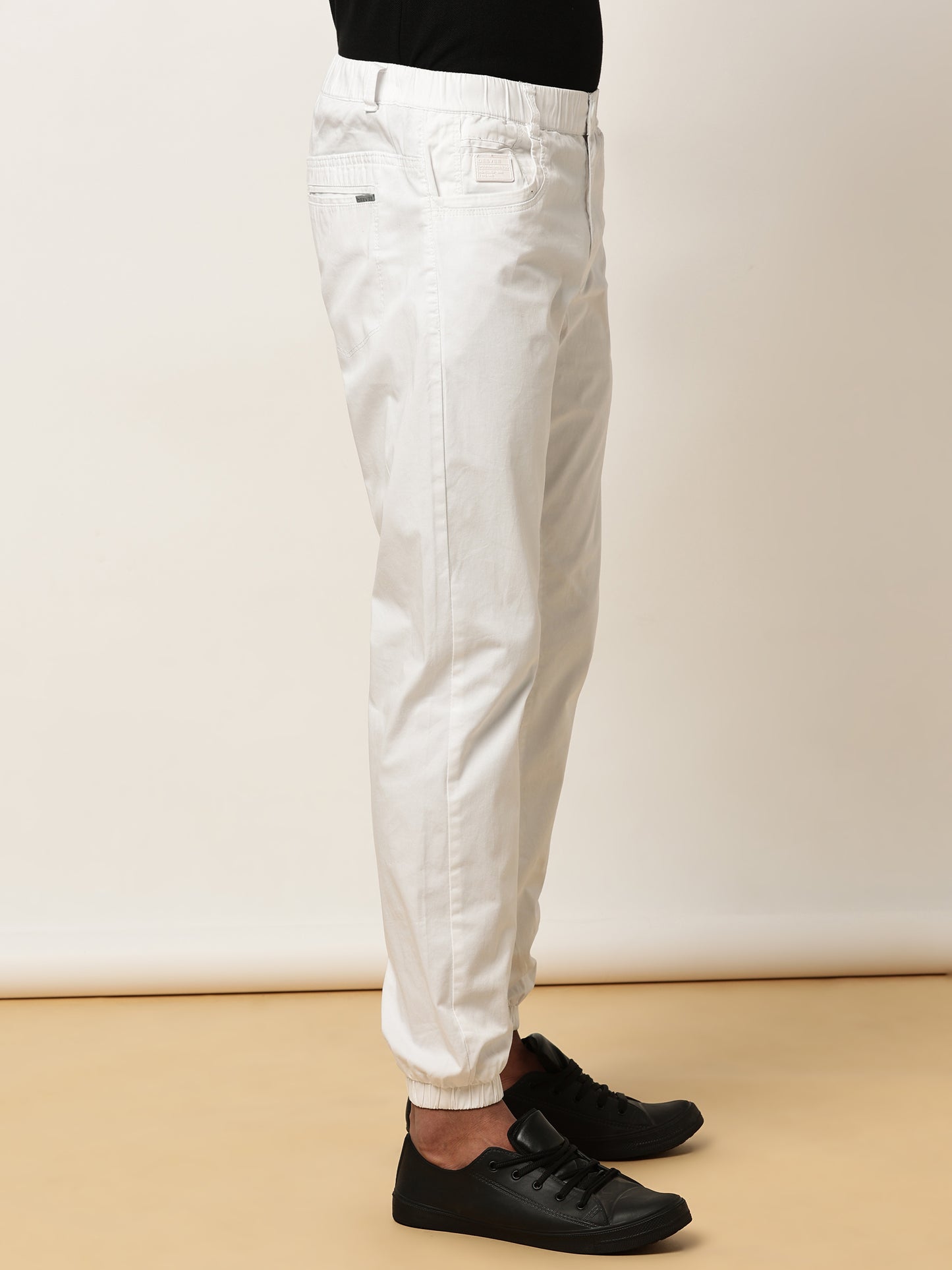 White Elasticated Waist Stretchable Jogger Lounge Pants