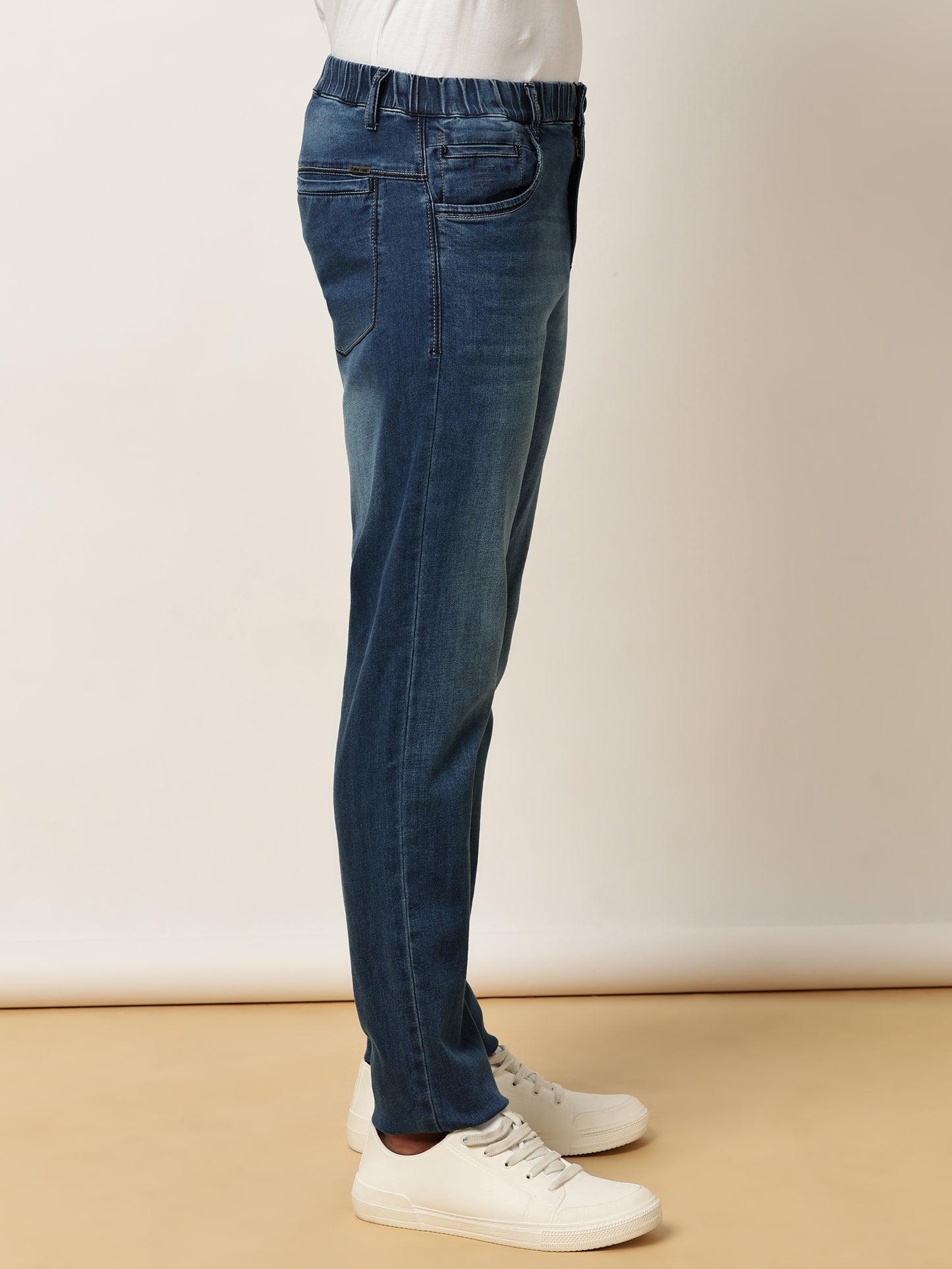 Elasticated Knit Denim Stretchable Light Blue Lounge Pants