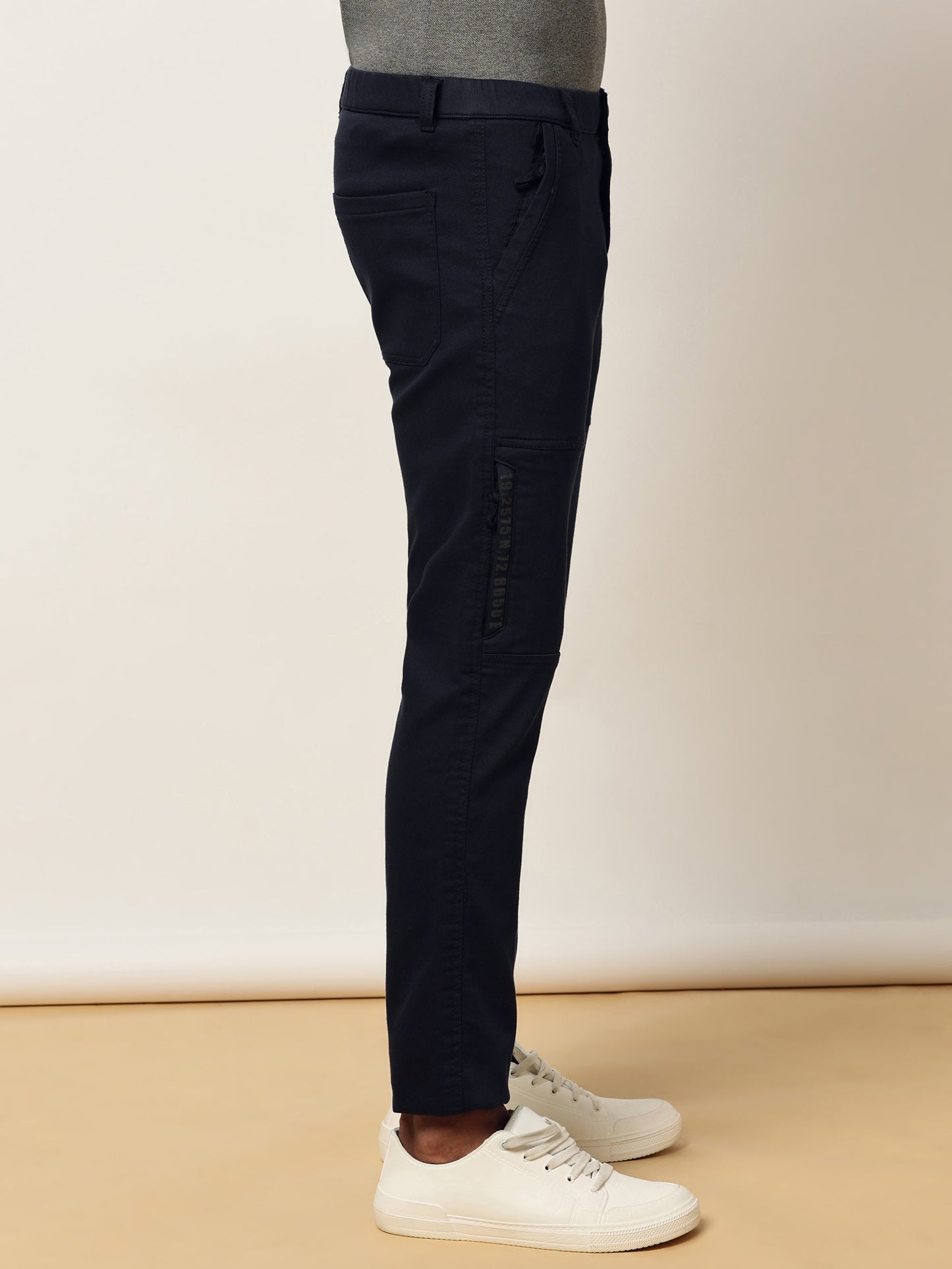 Navy Elasticated Waist Multi Pocket Stretchable Lounge Pants