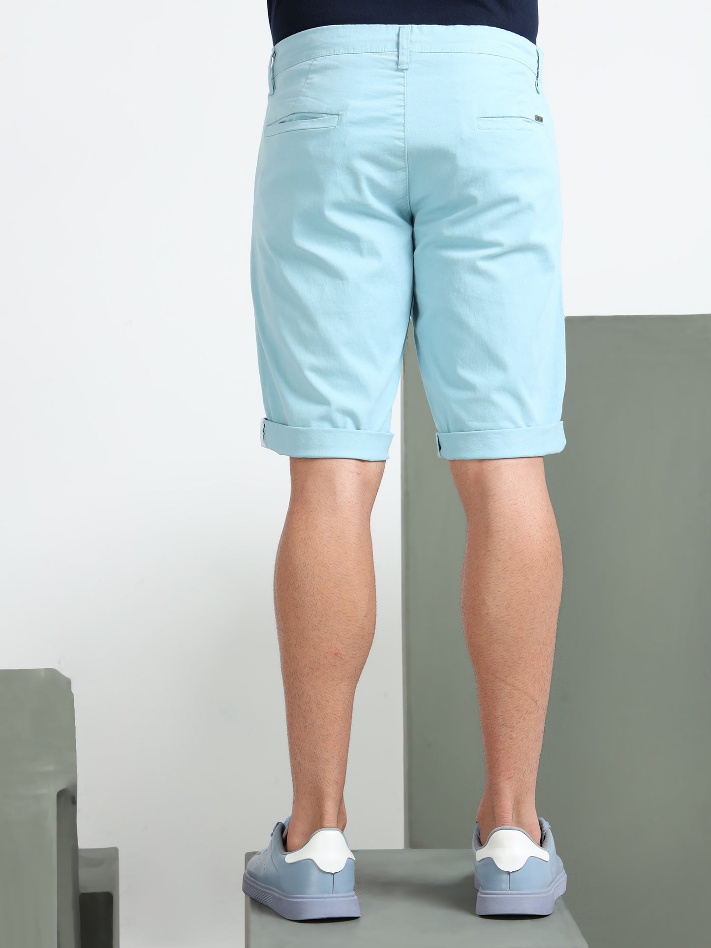 Light Blue Cotton Lycra Shorts