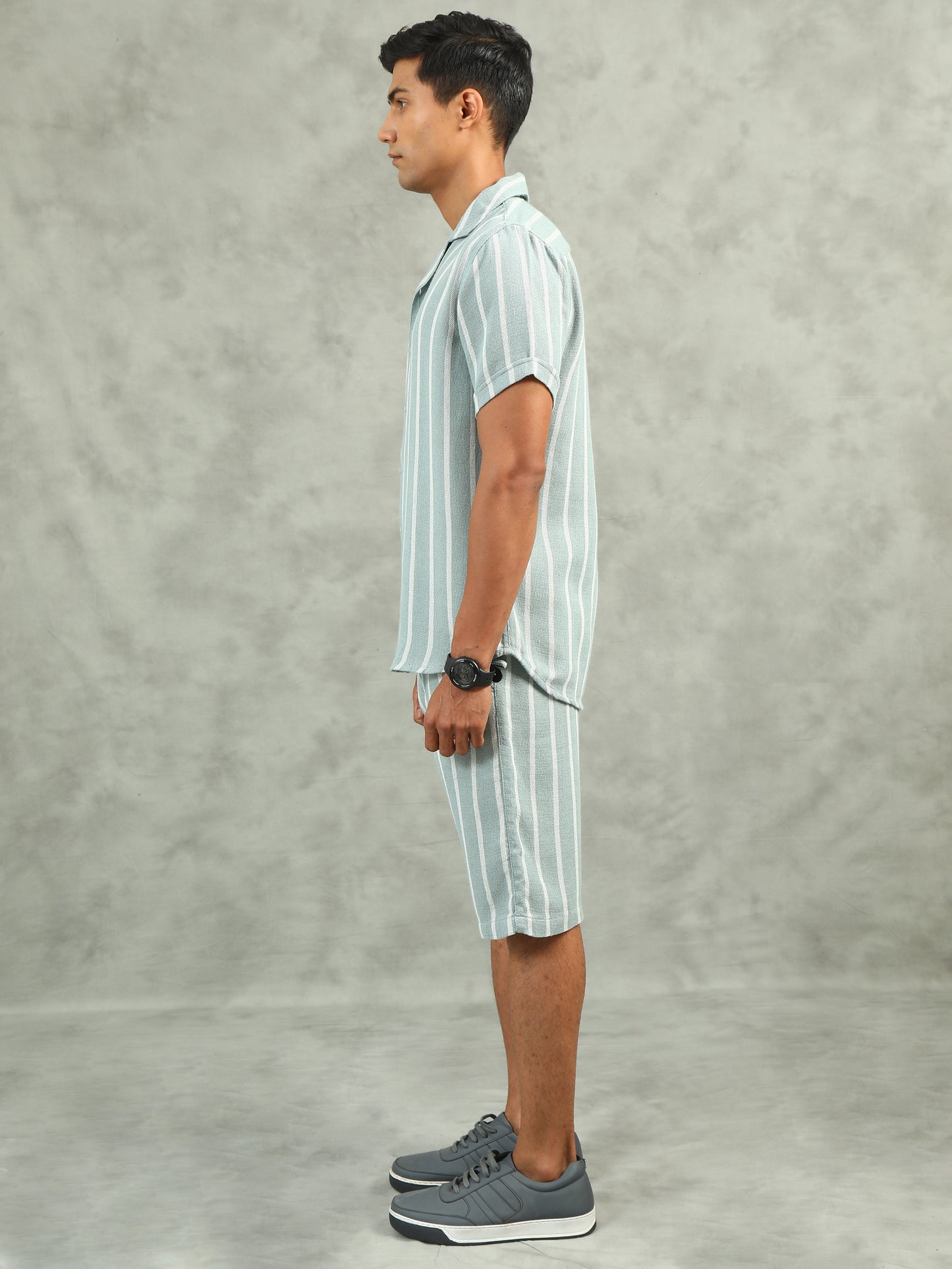 Green Regular Fit Striped Sets