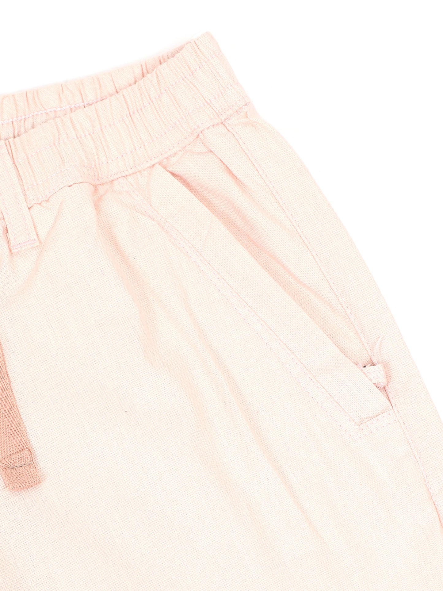 Light Pink Cotton Lycra Solid Shorts
