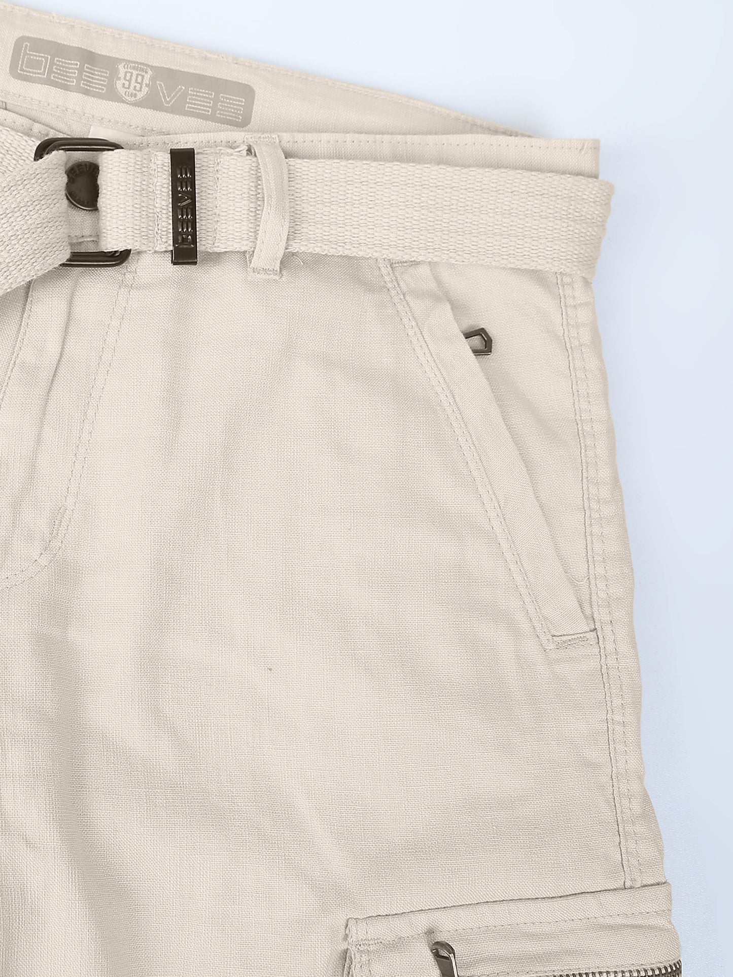 Men Multi Pocket Beige Cargo with Belt