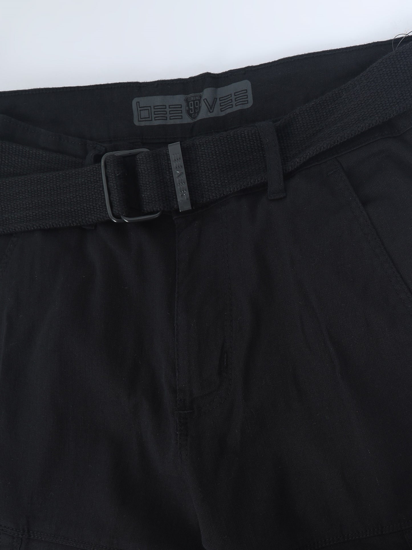 Cotton Lycra  Black Mid Rise Cargo Pant with 8 Pockets