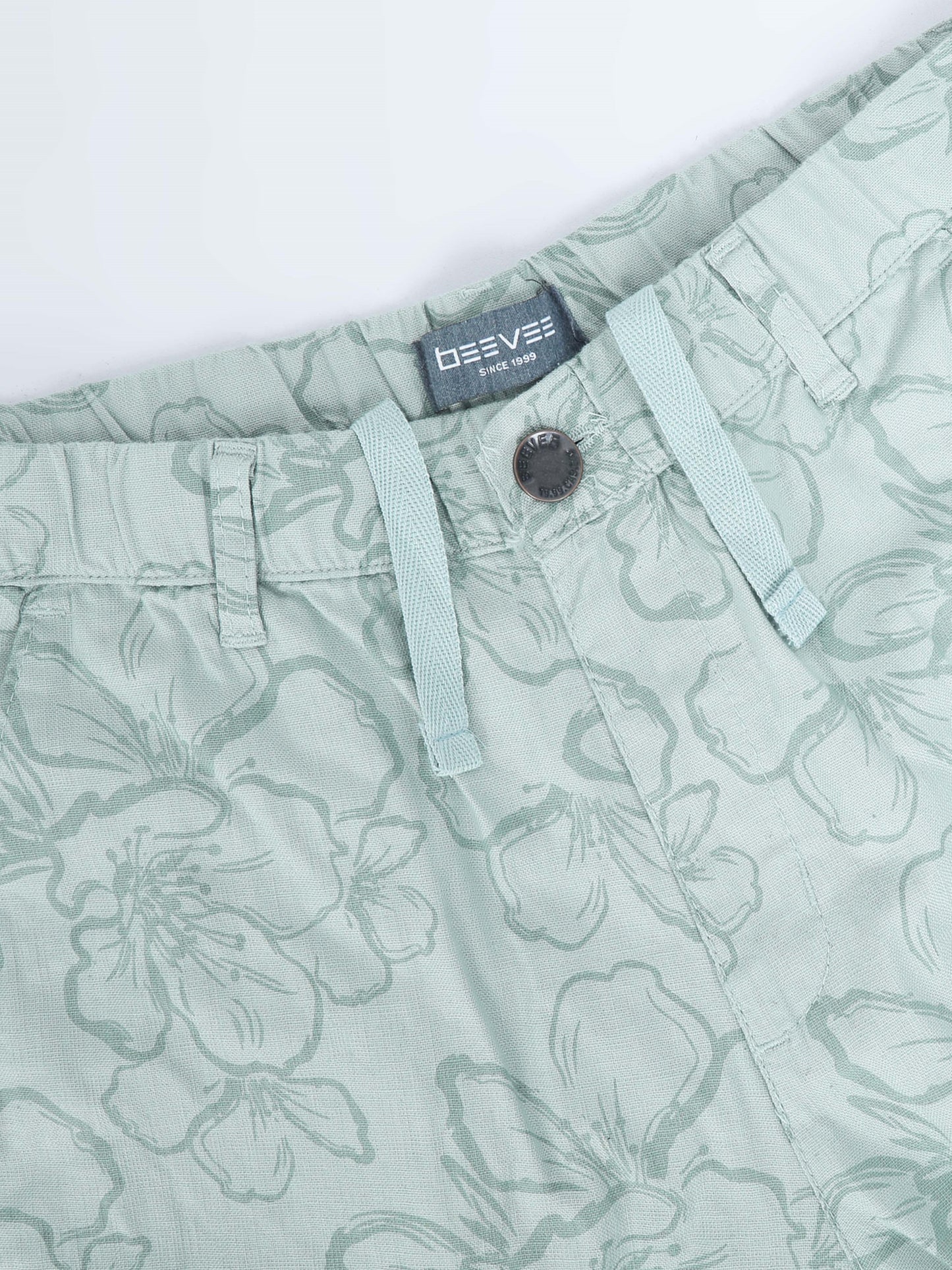 Cotton Lycra Casual Mint Printed Shorts