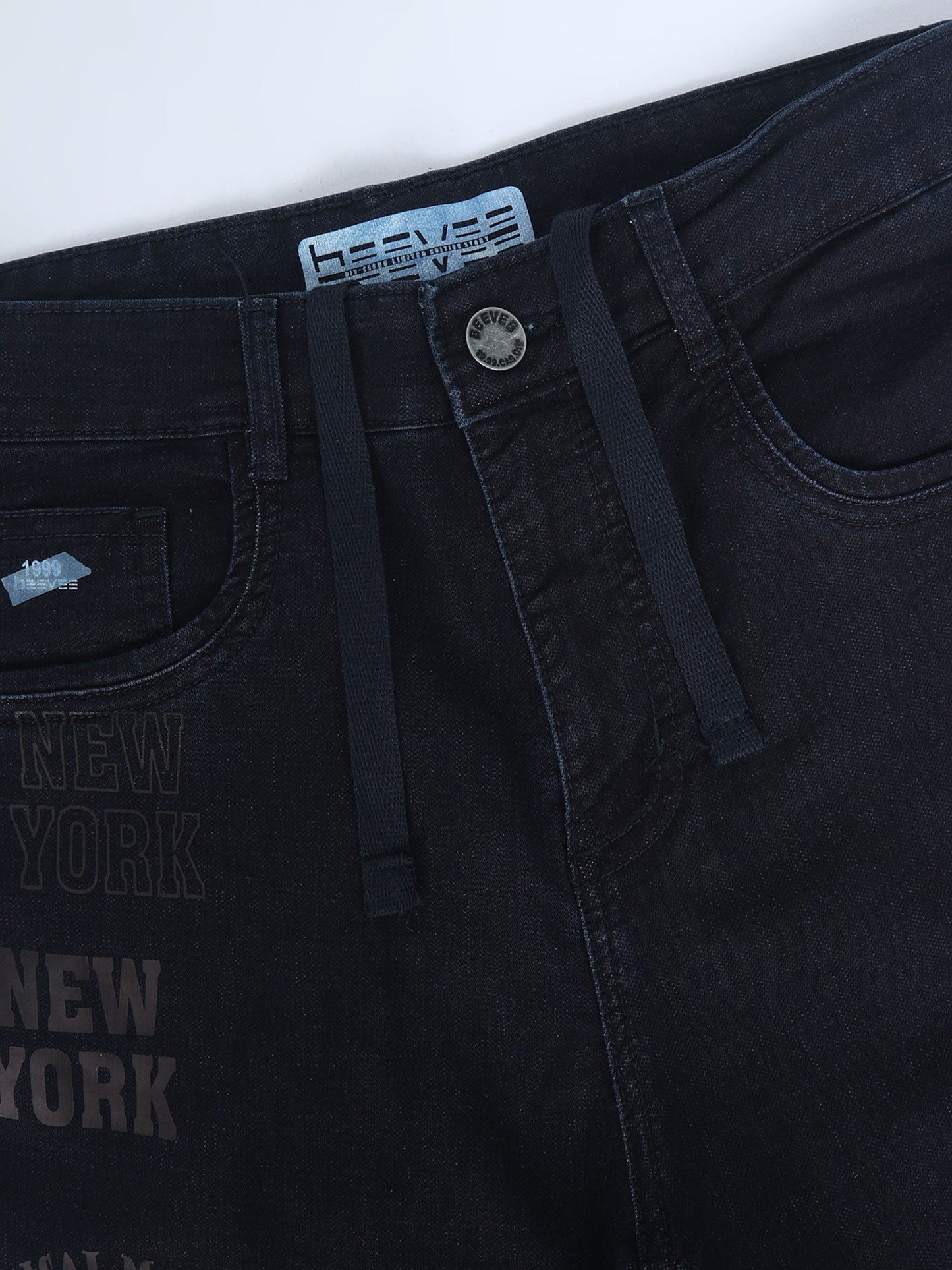 Cotton Navy Text Printed Casual Shorts