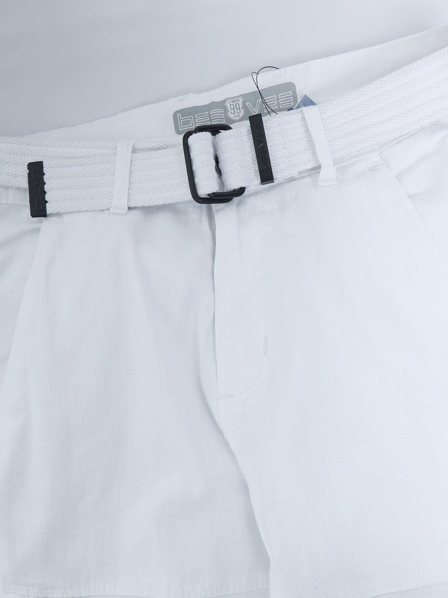 Cotton Lycra  White Mid Rise Cargo Pant with 8 Pockets