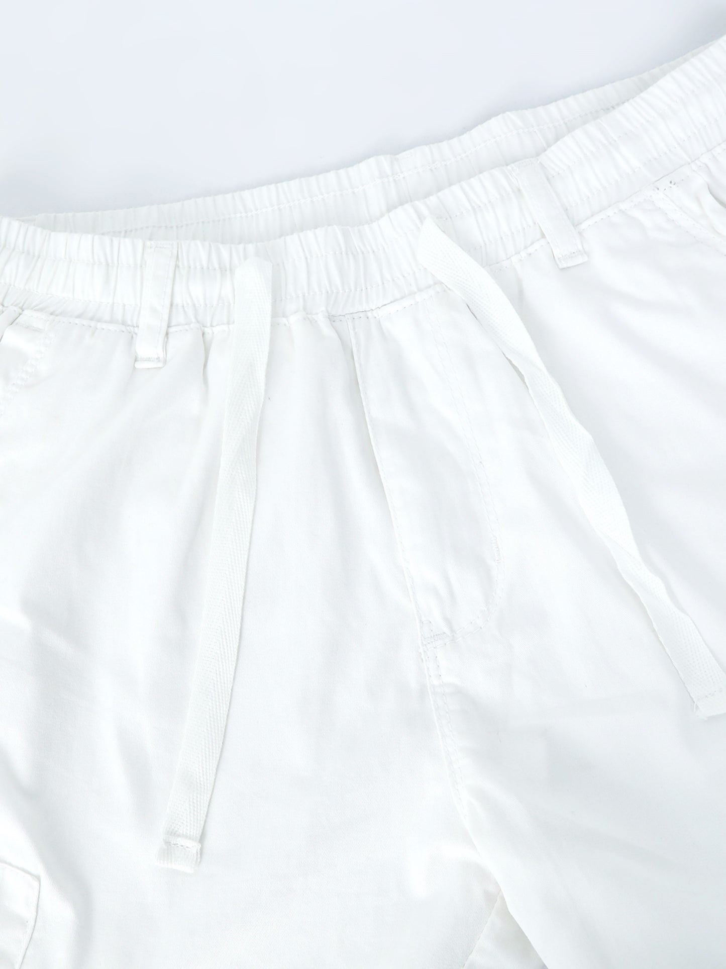 White Cotton Solid Shorts