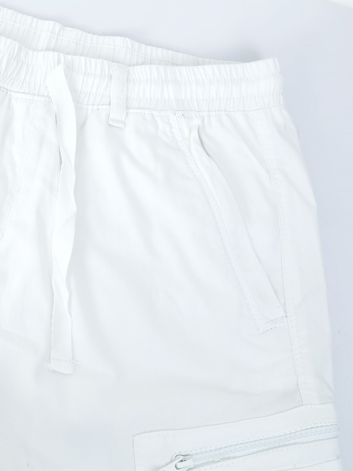 White Cotton Solid Shorts