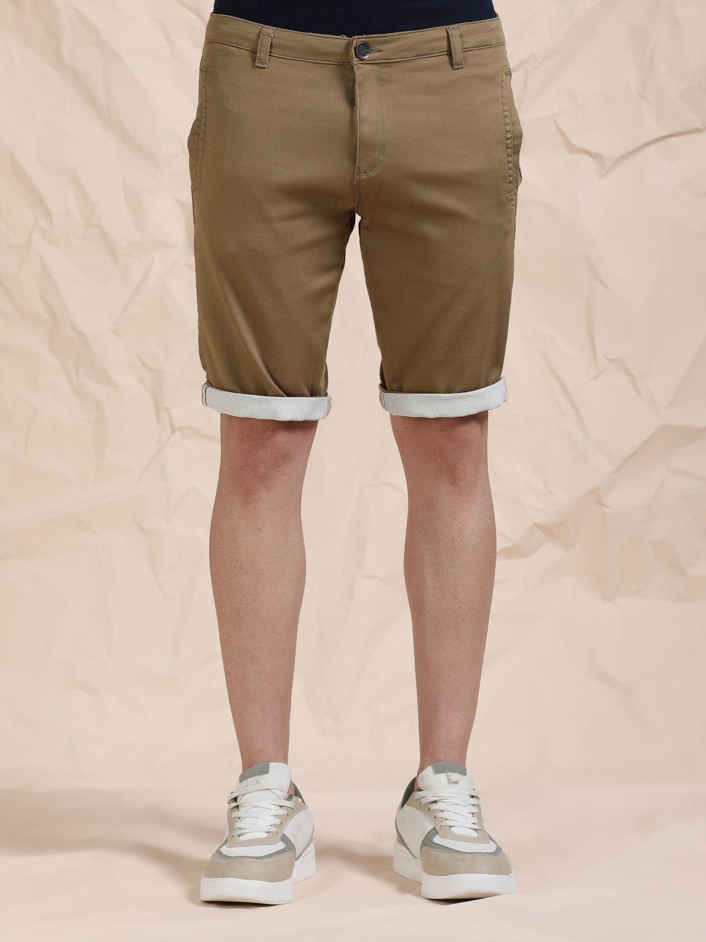 Cotton Lycra Light Brown Shorts