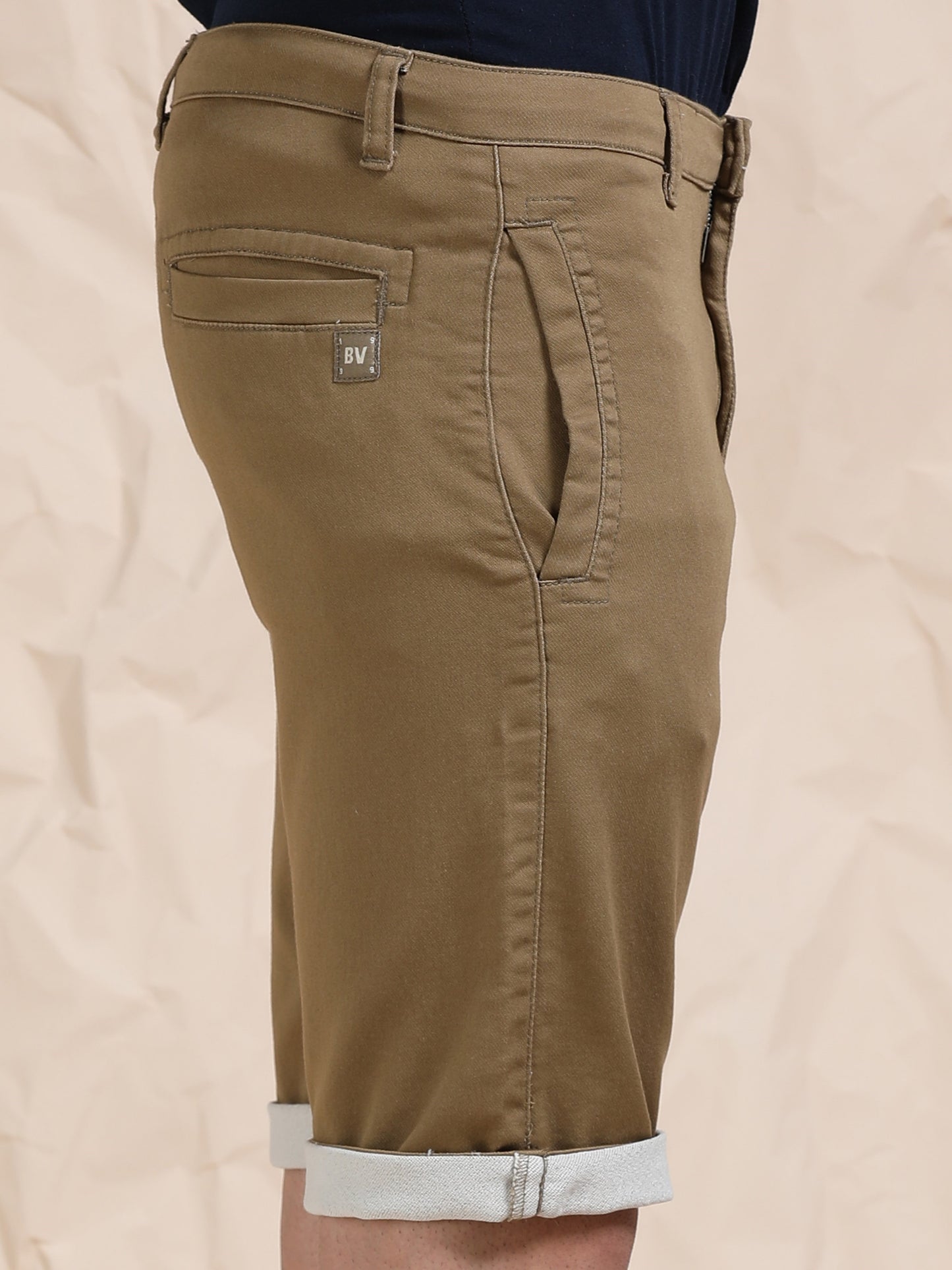 Cotton Lycra Light Brown Shorts