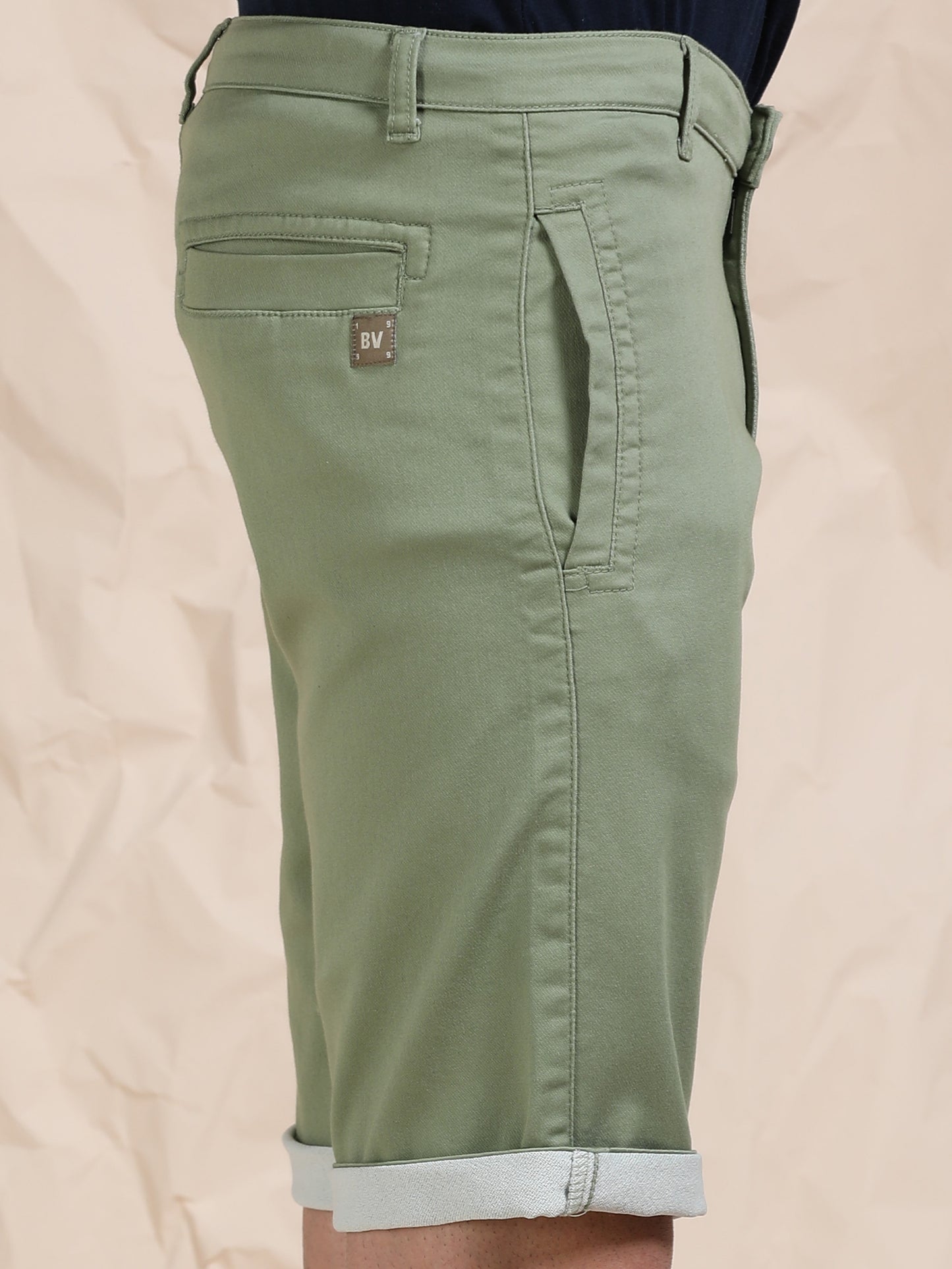 Cotton Lycra Light Olive Shorts