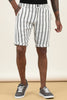 Elasticated Waist Zip Pocket Off White Yarn Dyed Striped Shorts