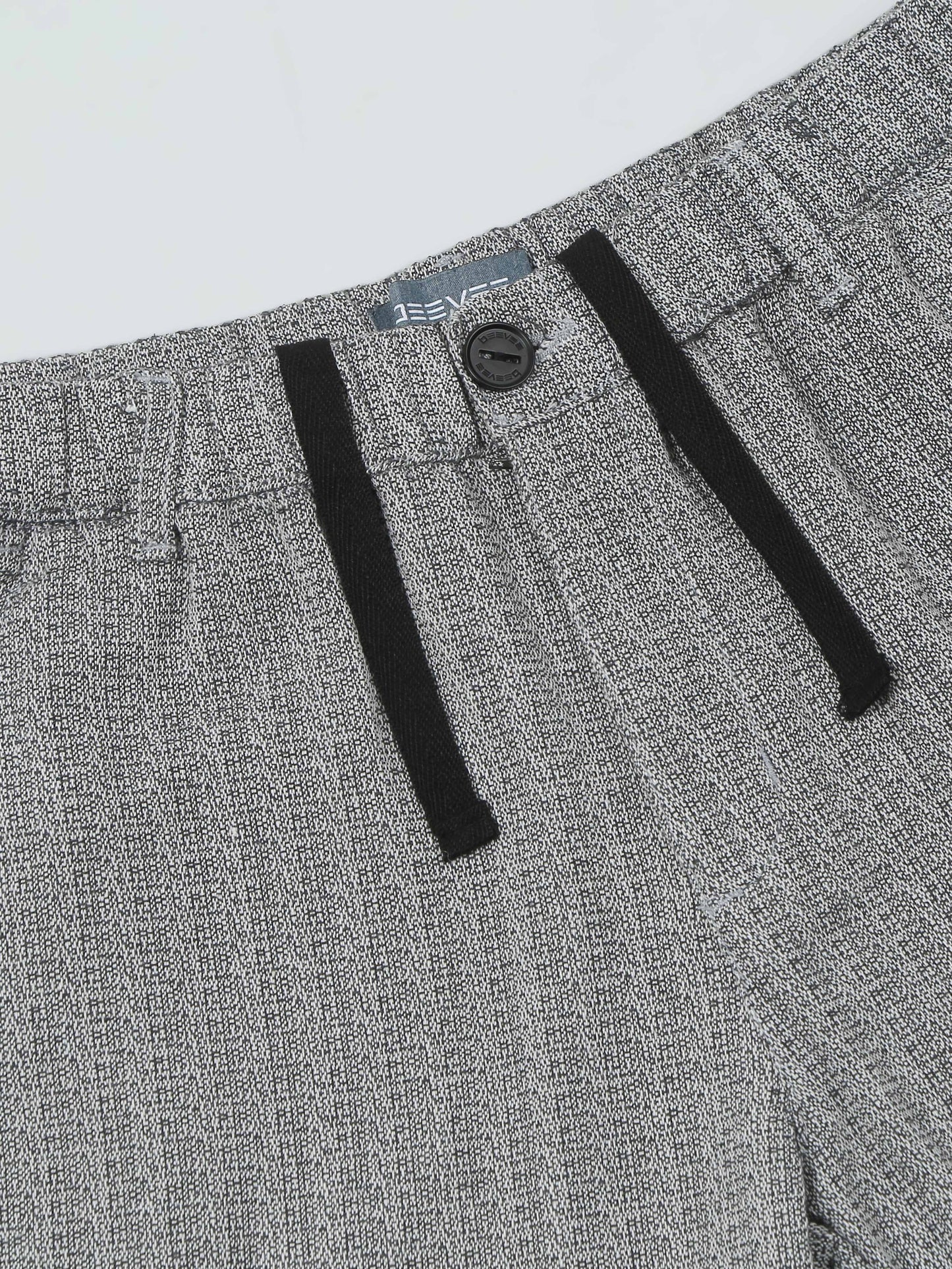 Yarn Dyed Elasticated Waist Black Shorts