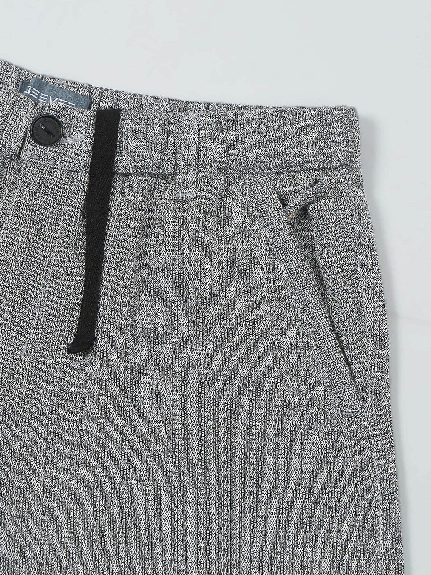 Yarn Dyed Elasticated Waist Black Shorts