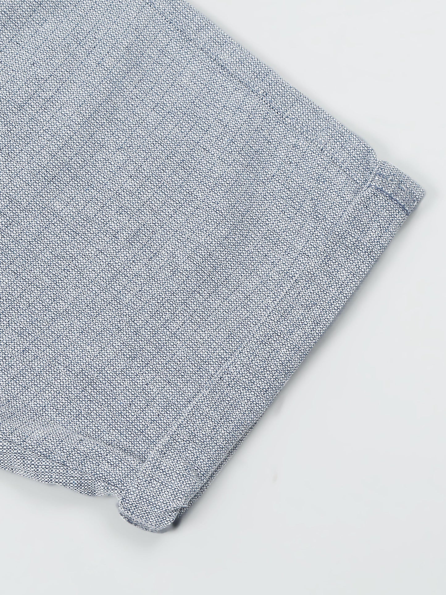 Elasticated Waist Zip Pocket Yarn Dyed Blue Shorts