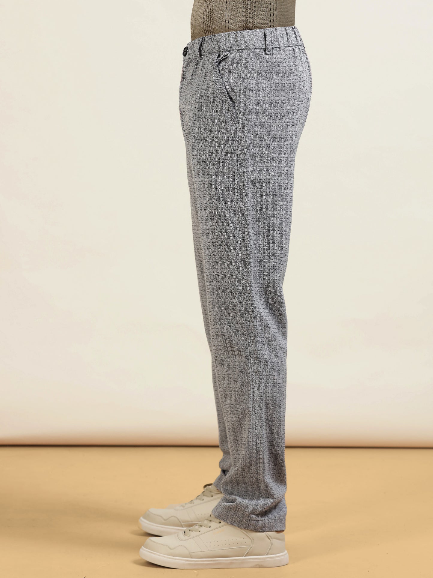 Yarn Dyed Elasticated  Waist Zip Pocket Black Lounge Pants