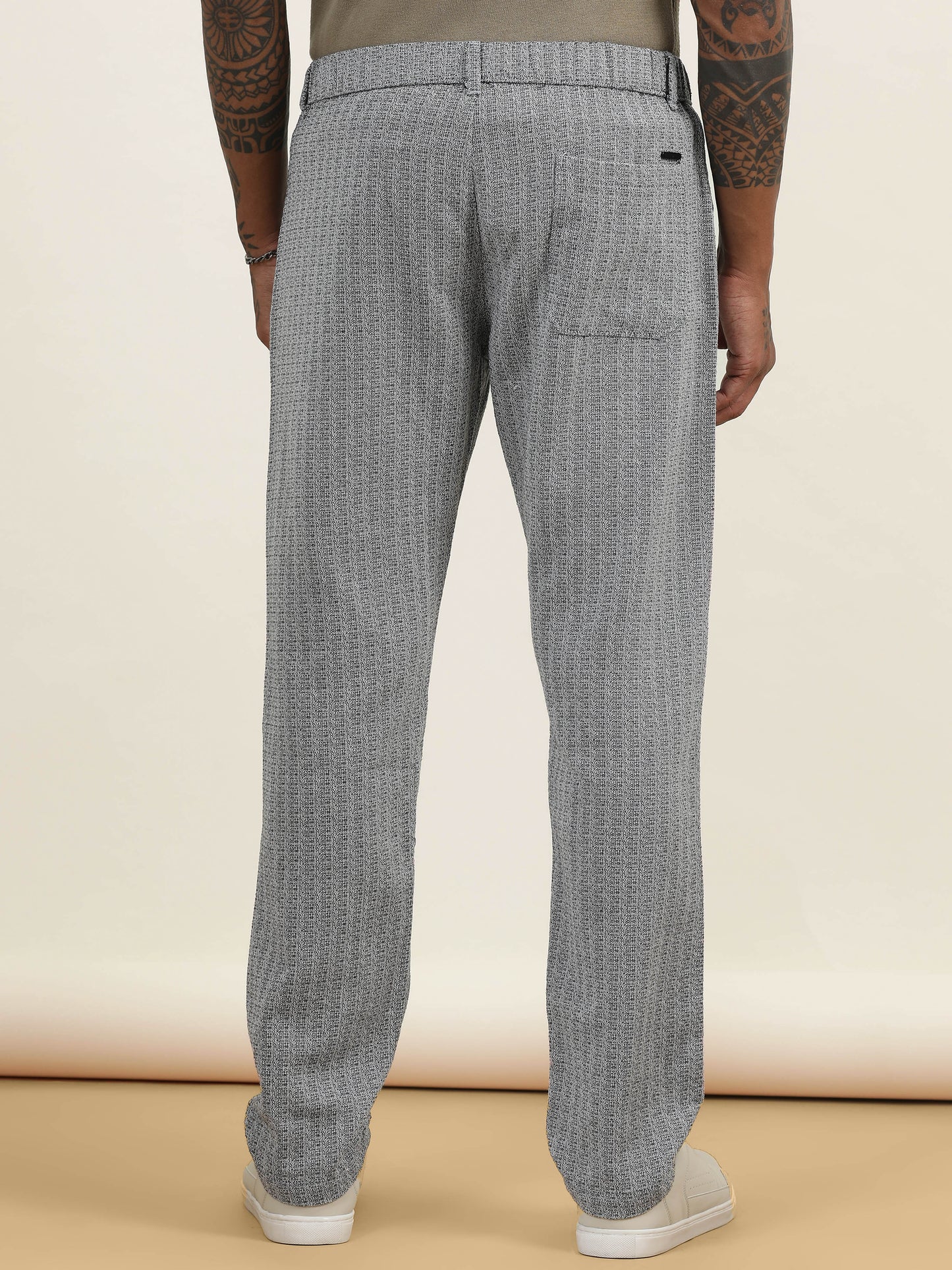 Yarn Dyed Elasticated  Waist Zip Pocket Black Lounge Pants