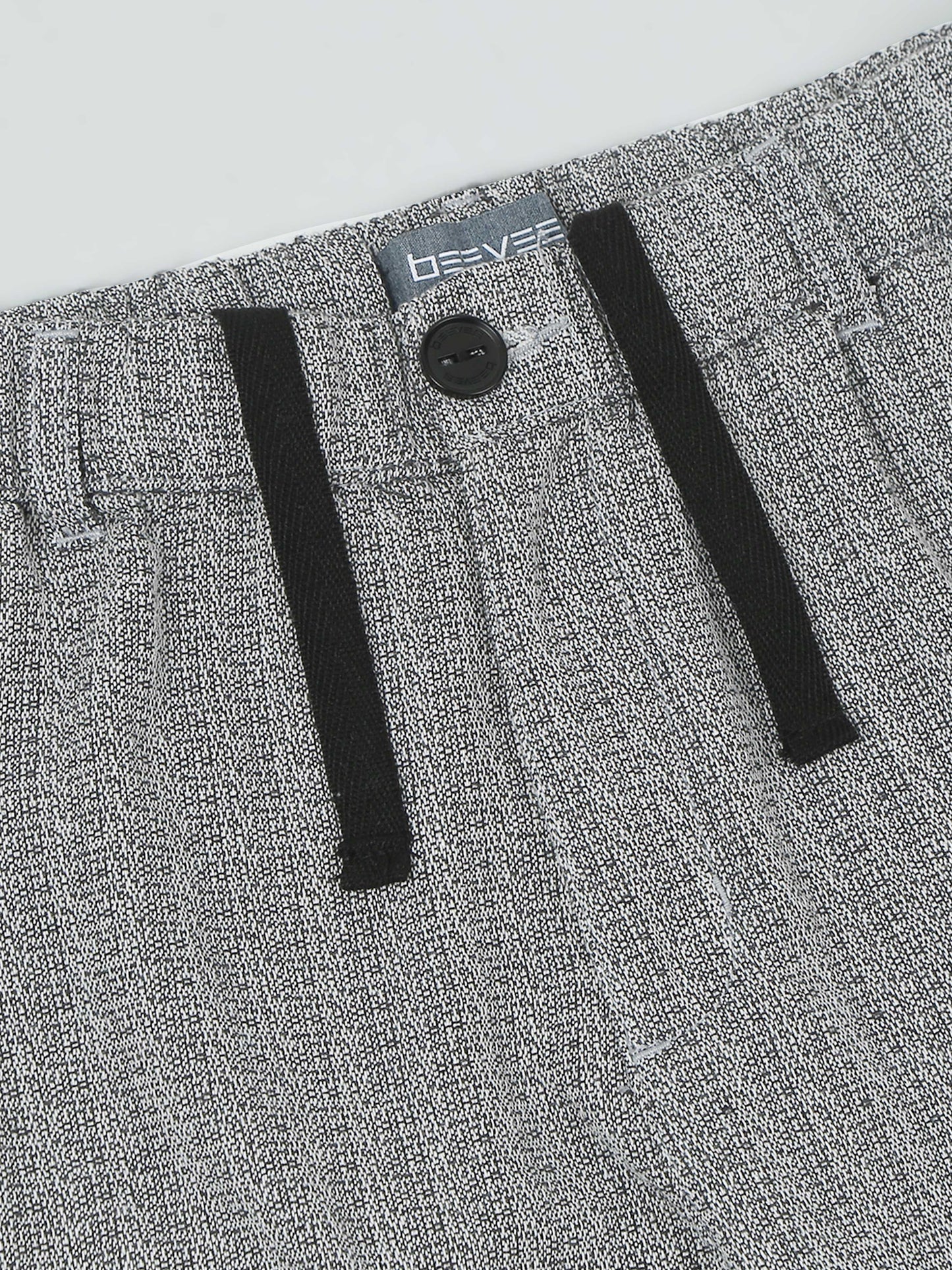 Yarn Dyed Elasticated  Waist Zip Pocket Black Lounge Pants