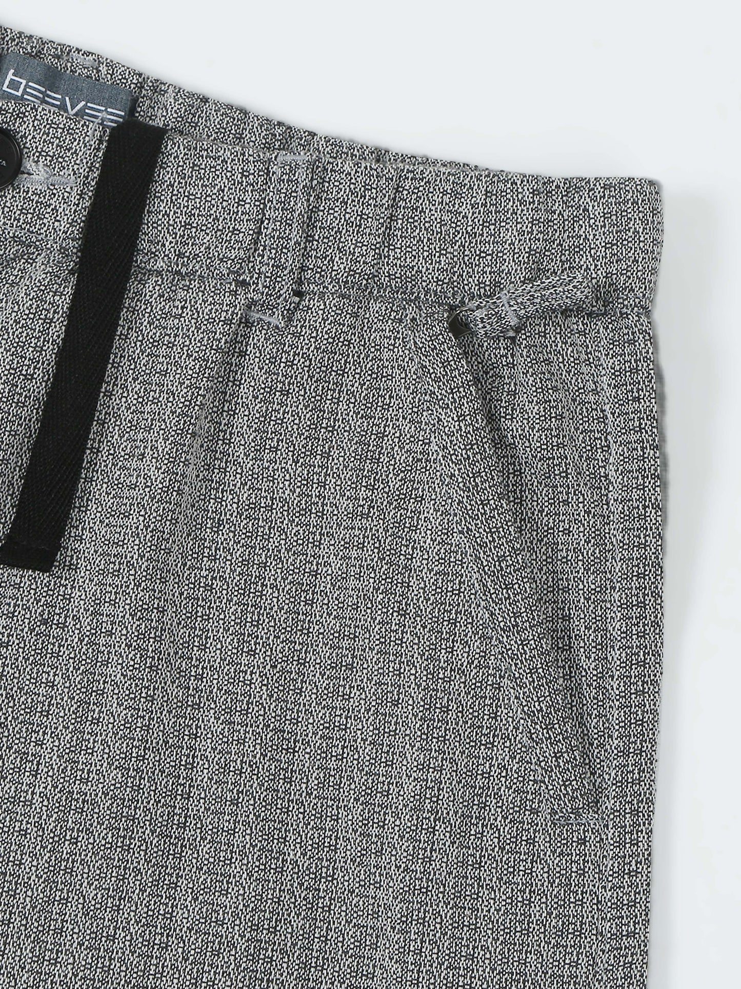 Yarn Dyed Elasticated  Waist Zip Pocket Black Lounge Pants
