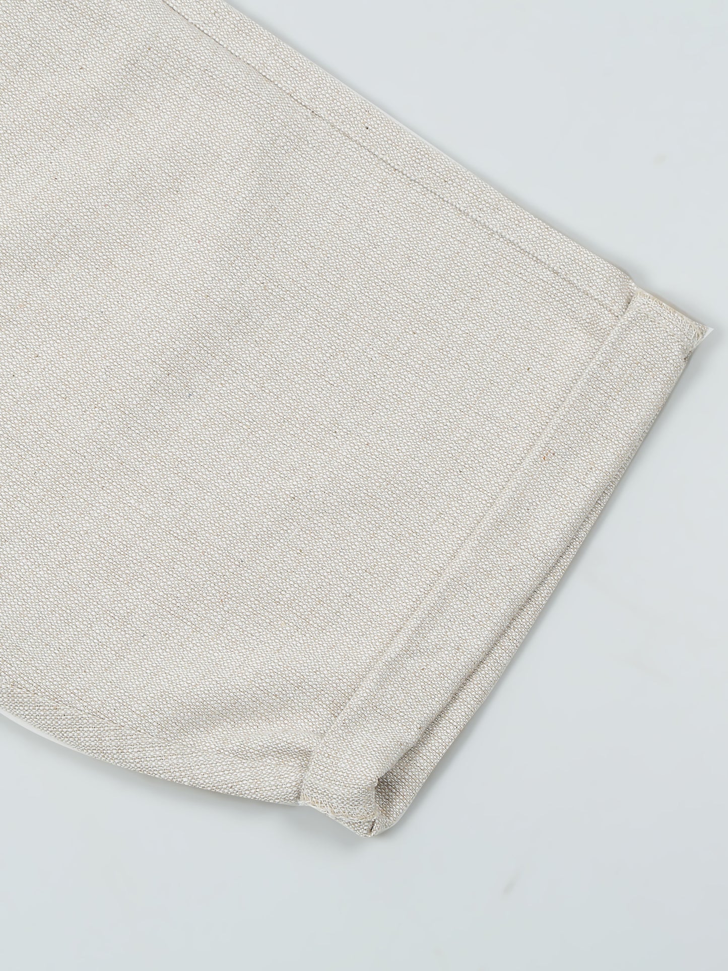 Elasticated Waist Zip Pocket Yarn Dyed Beige Shorts